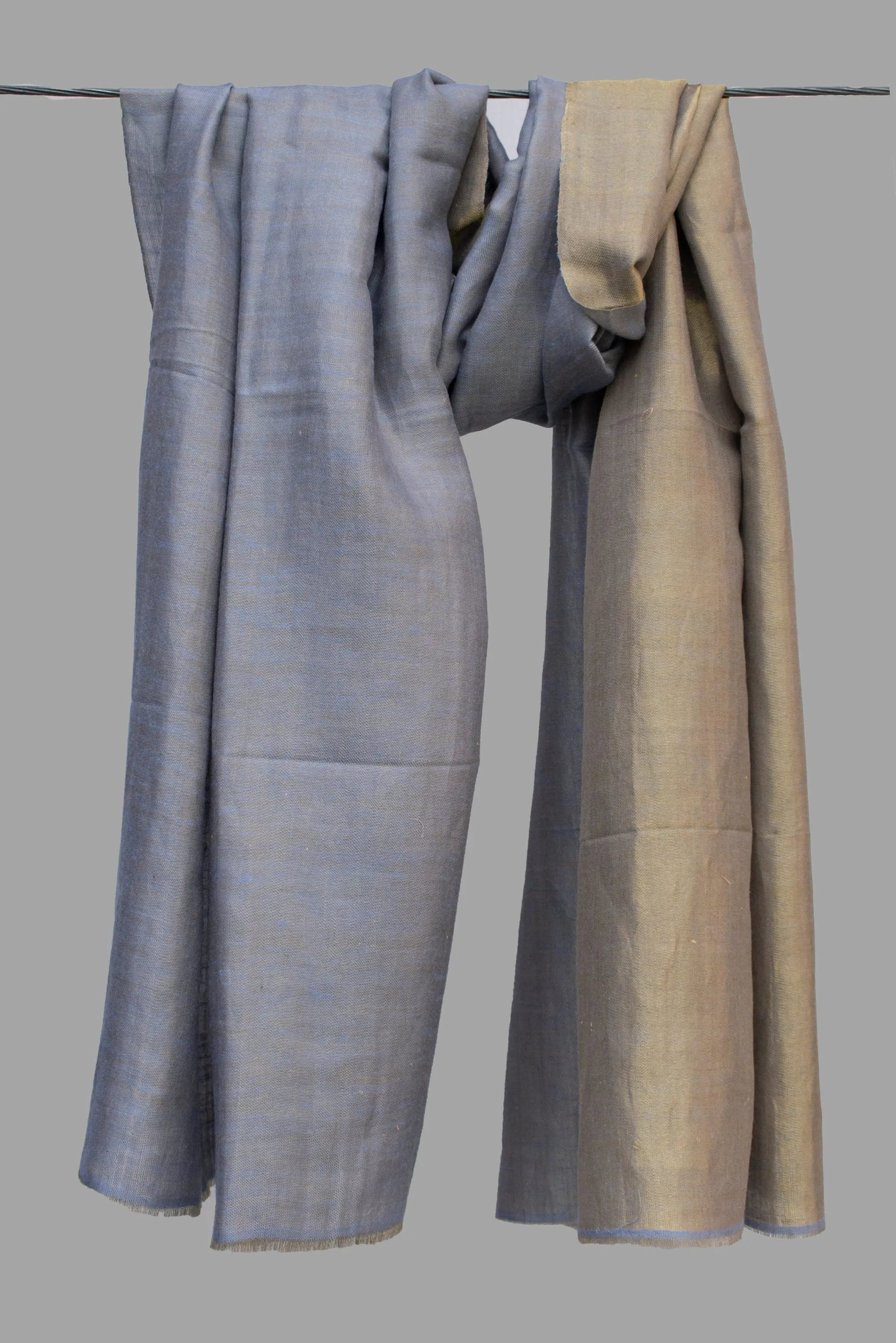 Dual Shade (Reversible) Metallic Pure Pashmina Cashmere Zari Scarf Wrap, Hand Woven Shahkaar