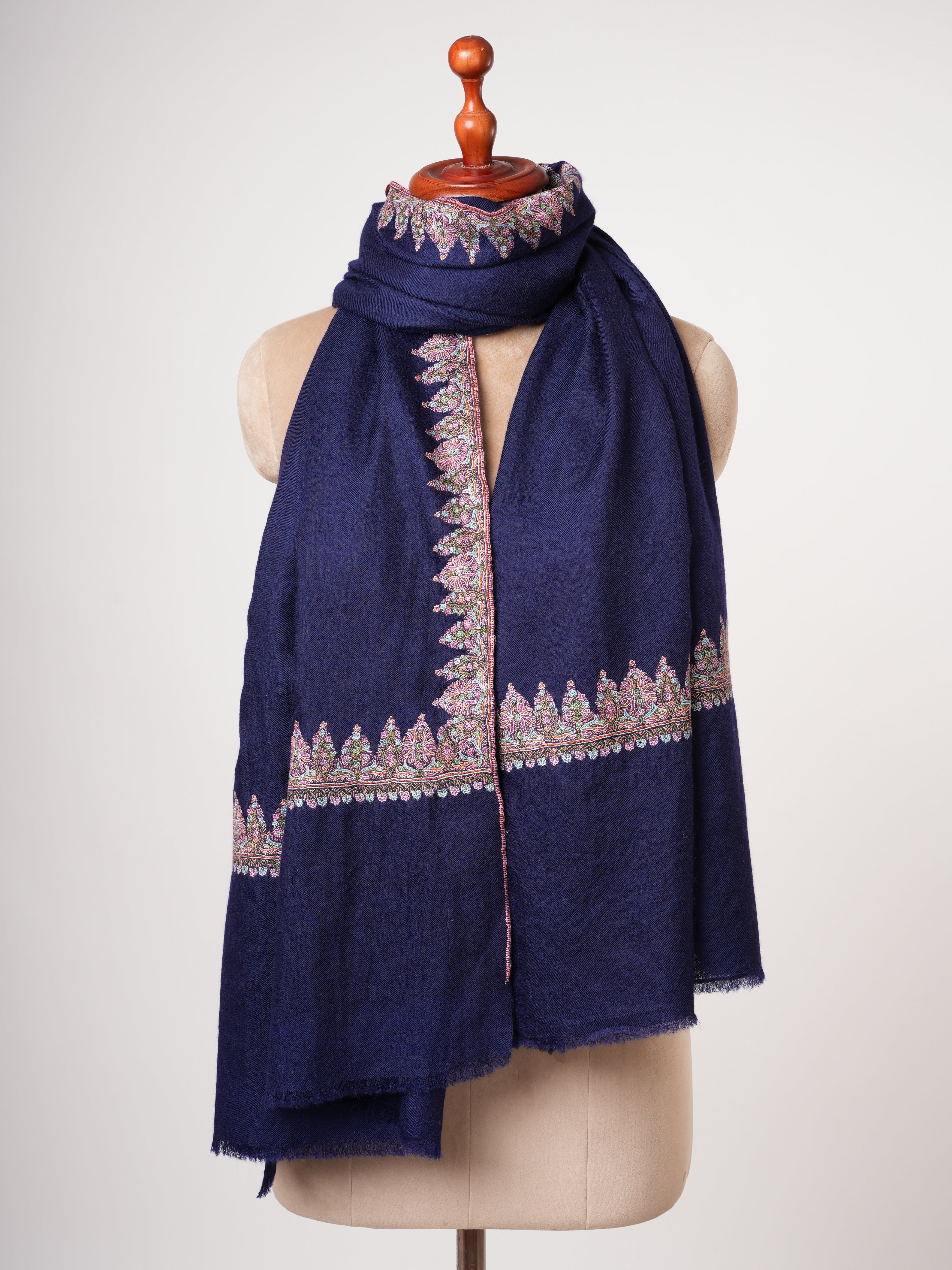 Châle de pashmina authentique Bleu noir Bleu foncé | Enveloppe cachemire de luxe
