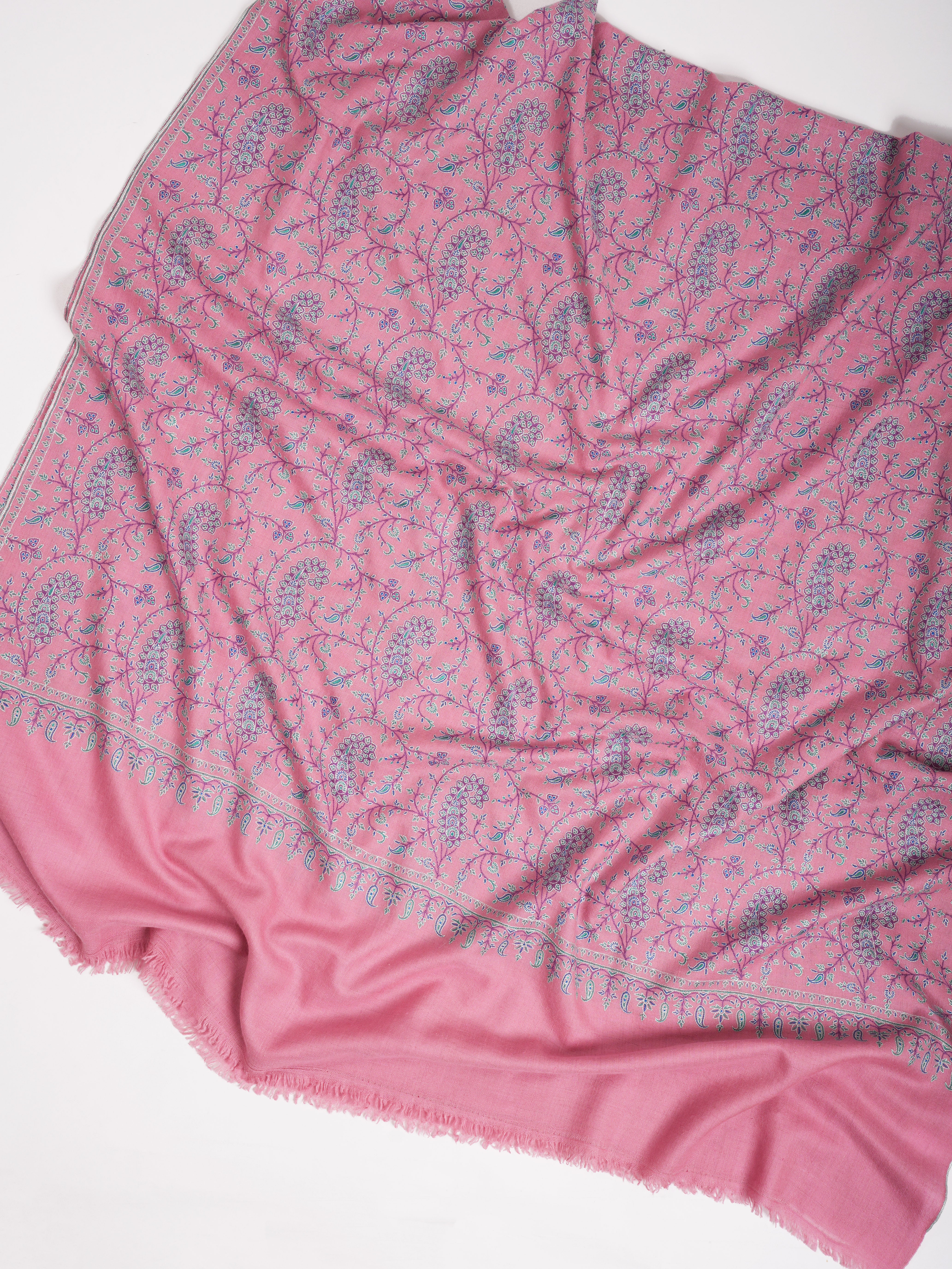 Paisley Jall Motif Embroidered Taffy Pashmina Shawl