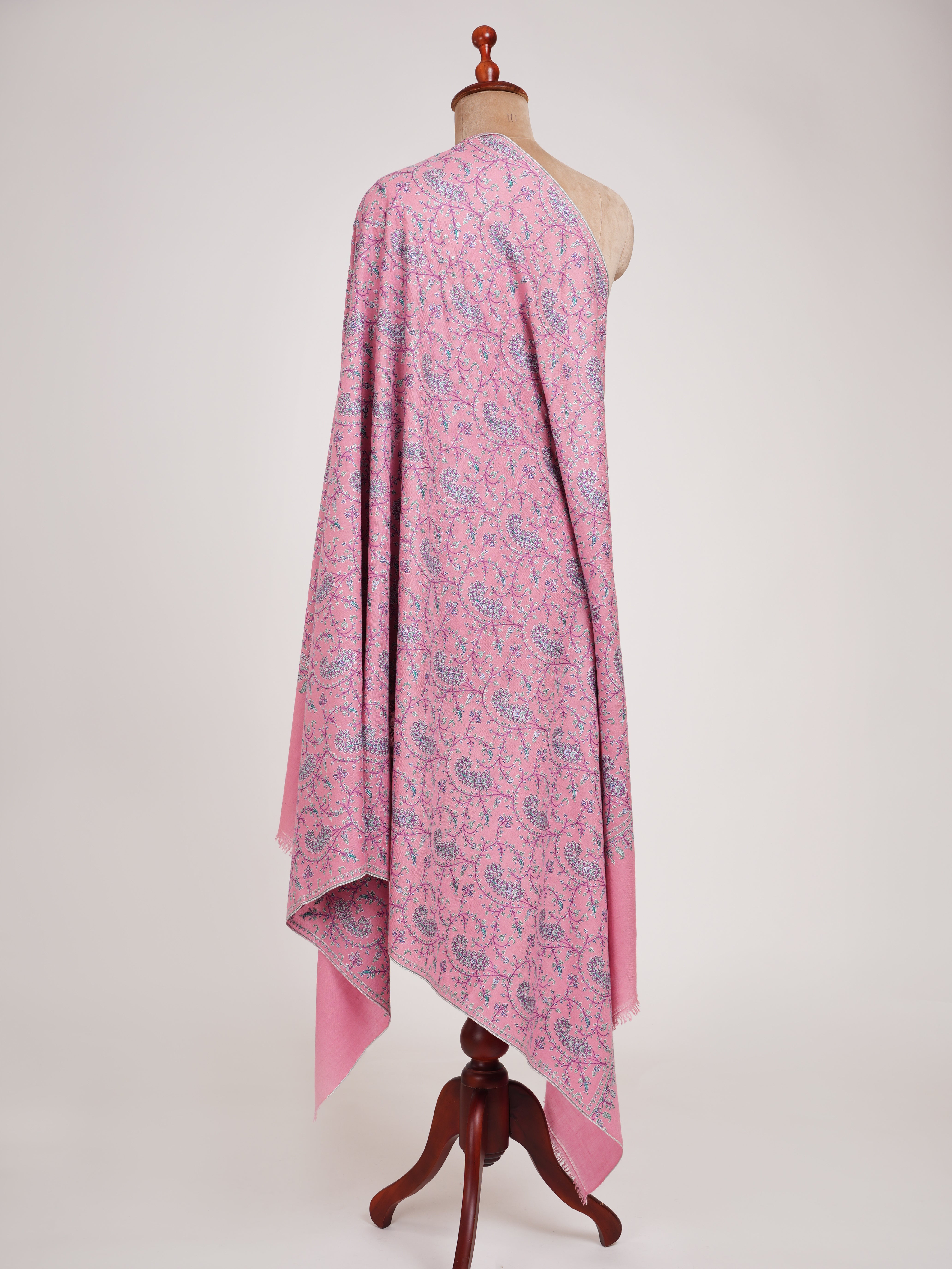 Paisley Jall Motif Embroidered Taffy Pashmina Shawl