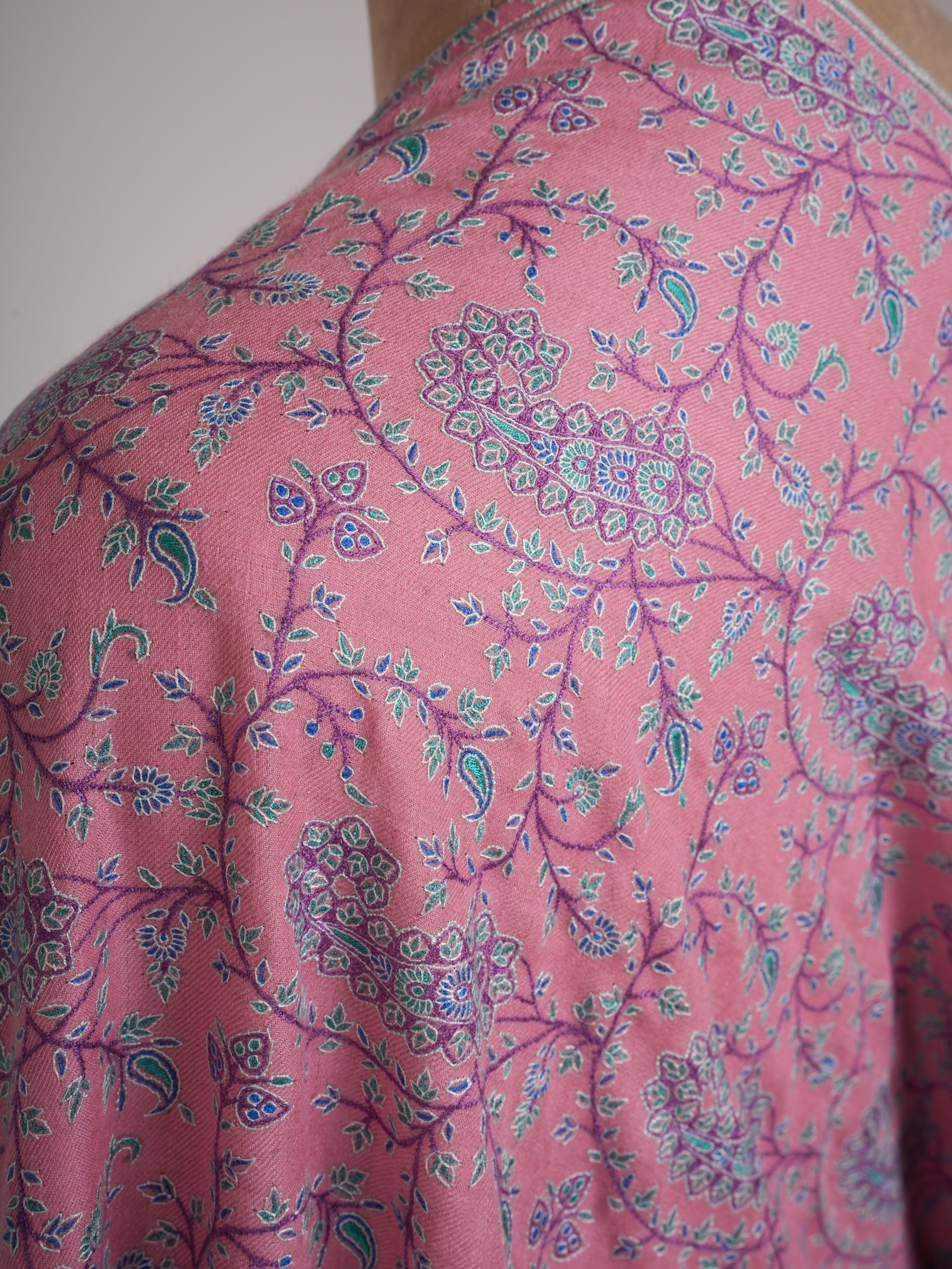 Paisley Jall Motif Embroidered Taffy Pashmina Shawl