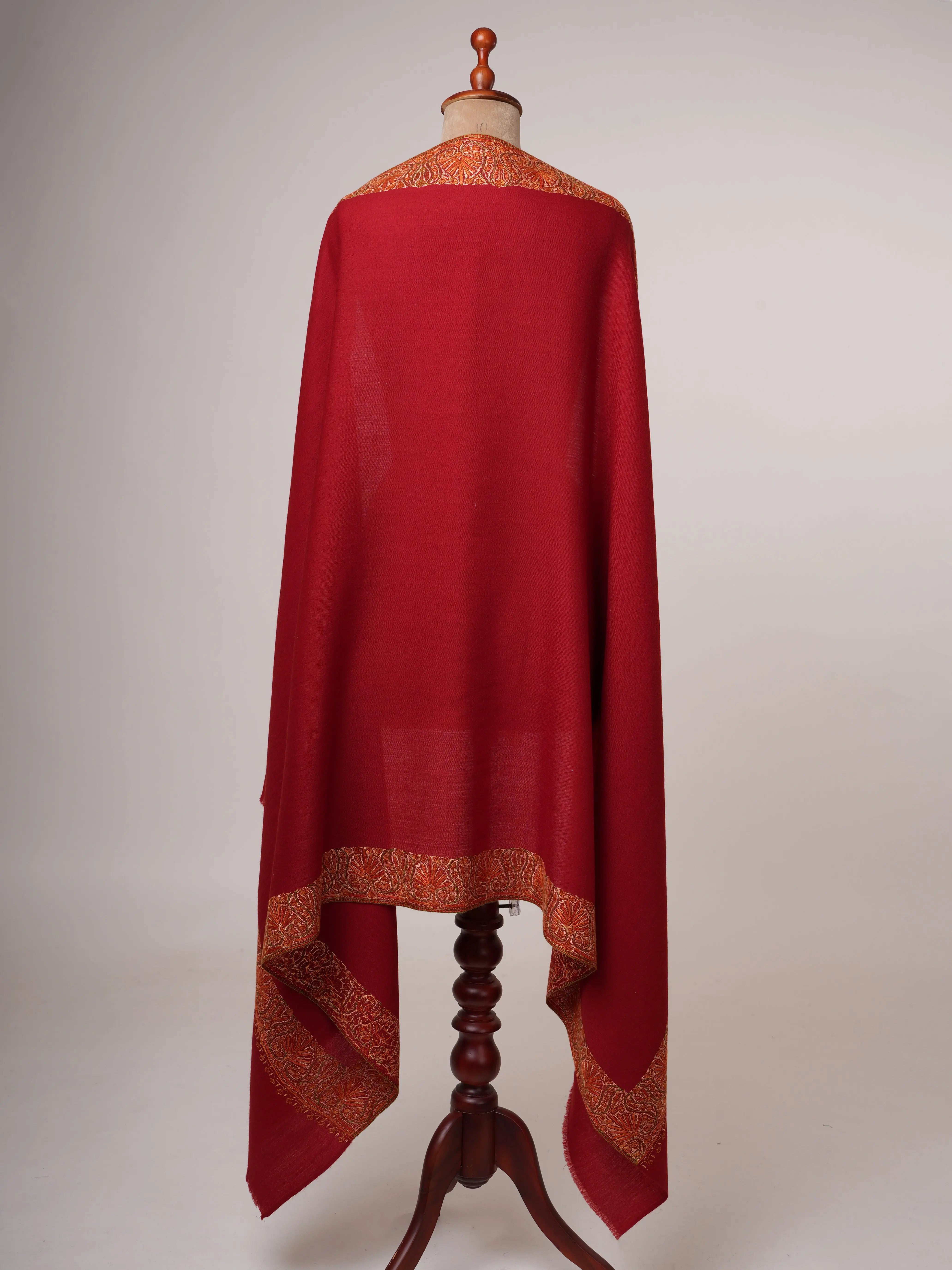 Embroidered Daurdar Woolen Shawl from Kashmir Shahkaar