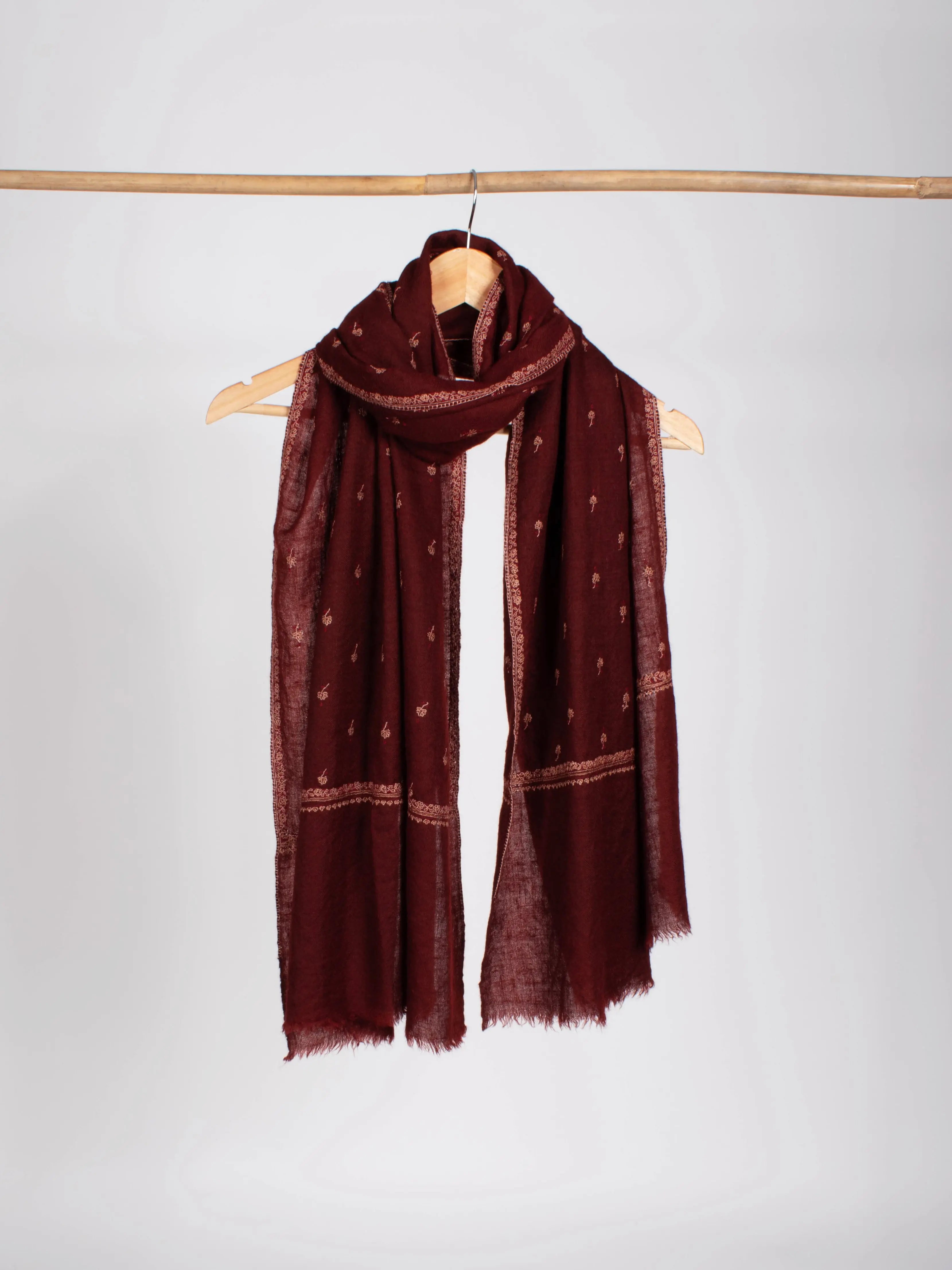 Evergreen Buteh Embroidered Soft Cashmere Gift Scarf Shahkaar