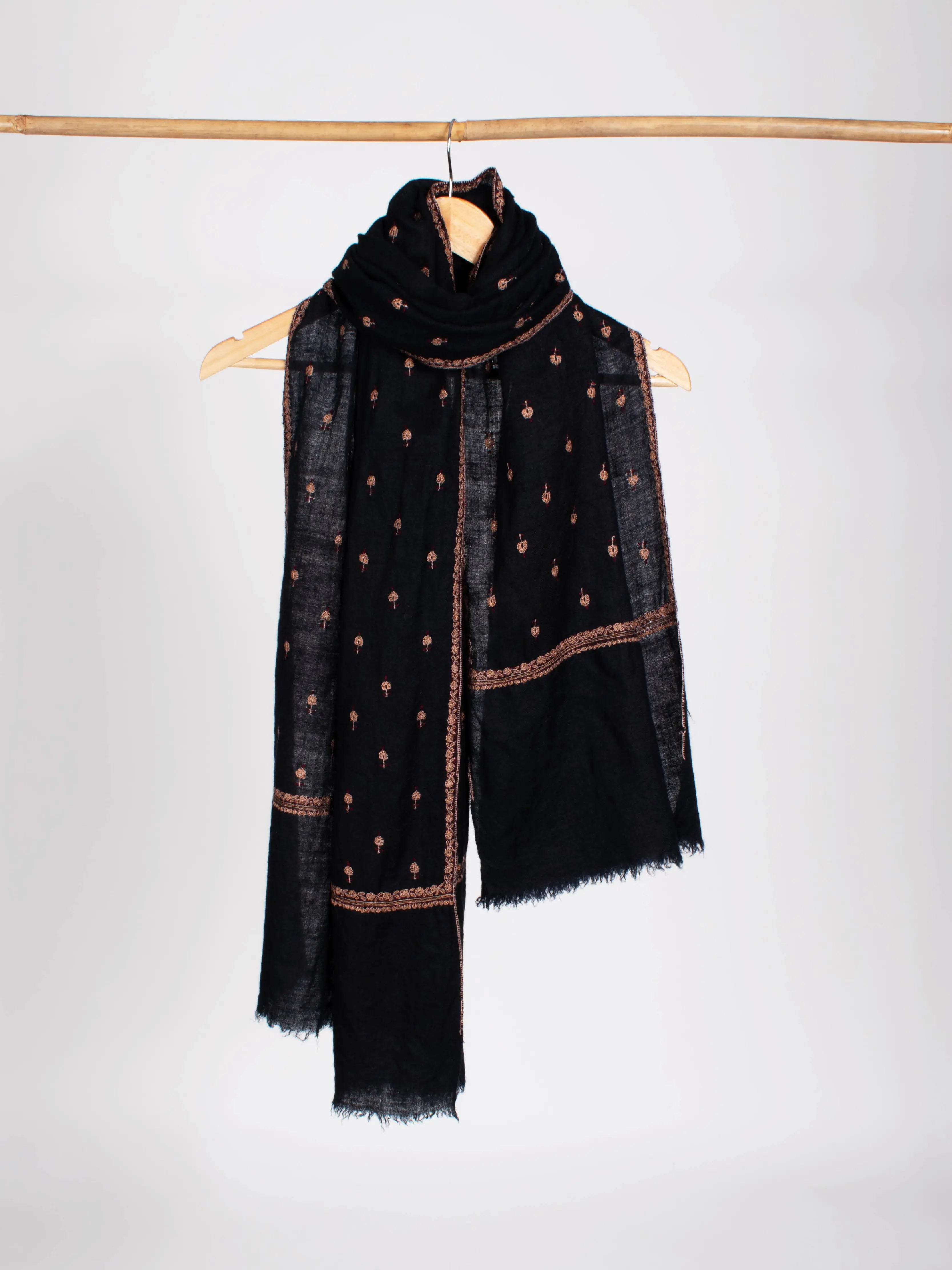 Evergreen Buteh Embroidered Soft Cashmere Gift Scarf Shahkaar