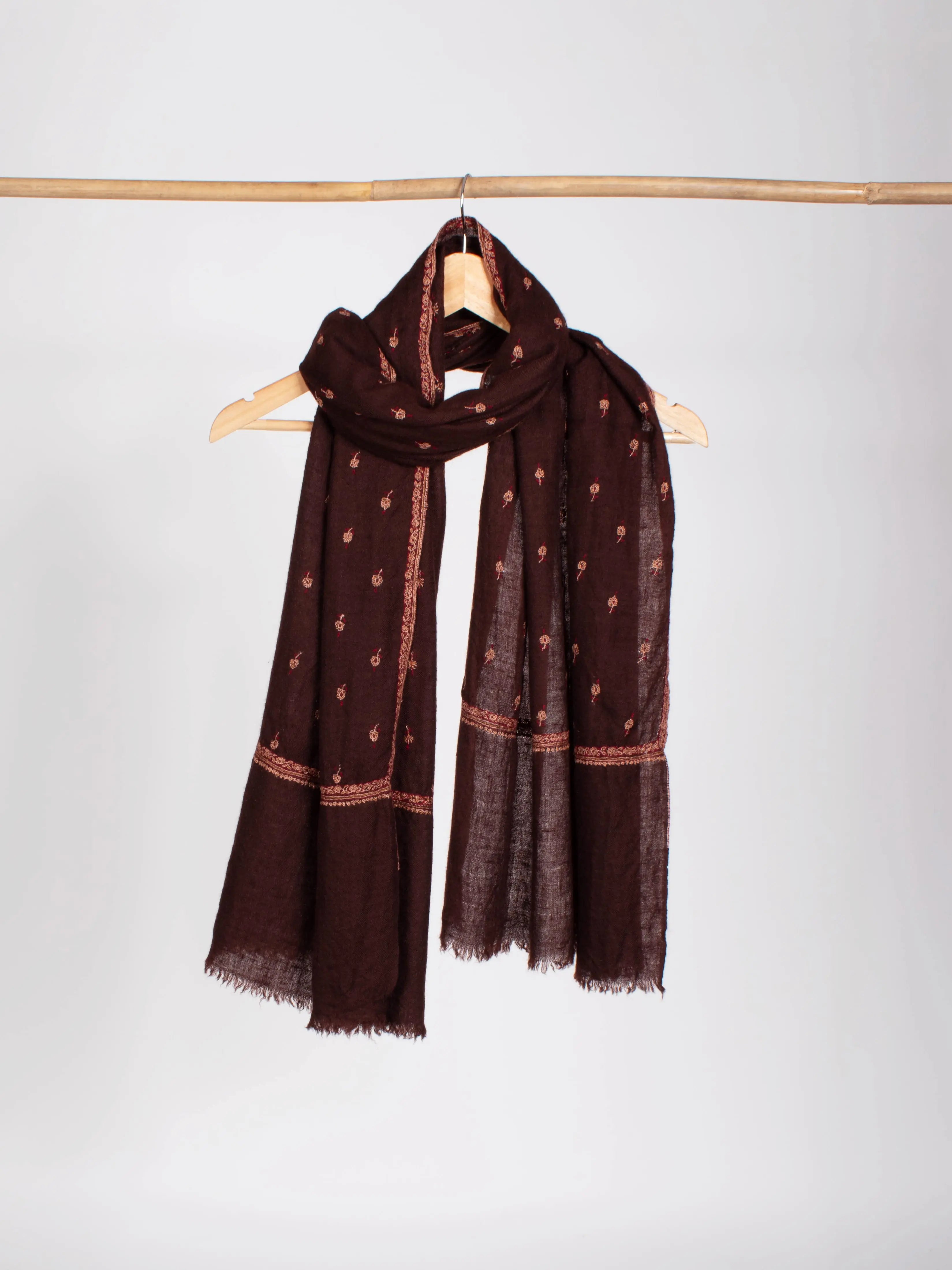Evergreen Buteh Embroidered Soft Cashmere Gift Scarf Shahkaar