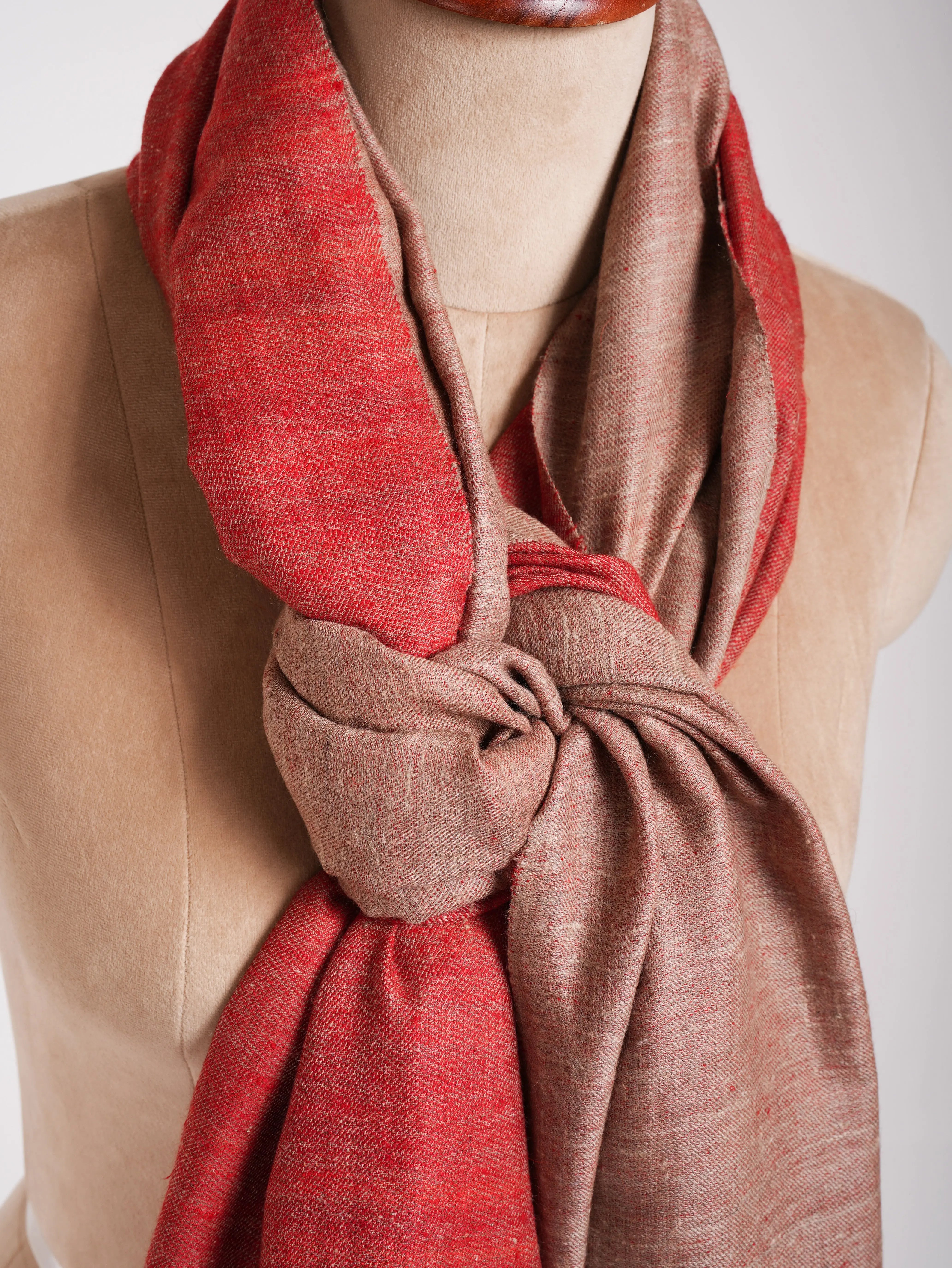 Fiery Red and Beige Dual Shade Pretty Pashmina Shawl Shahkaar