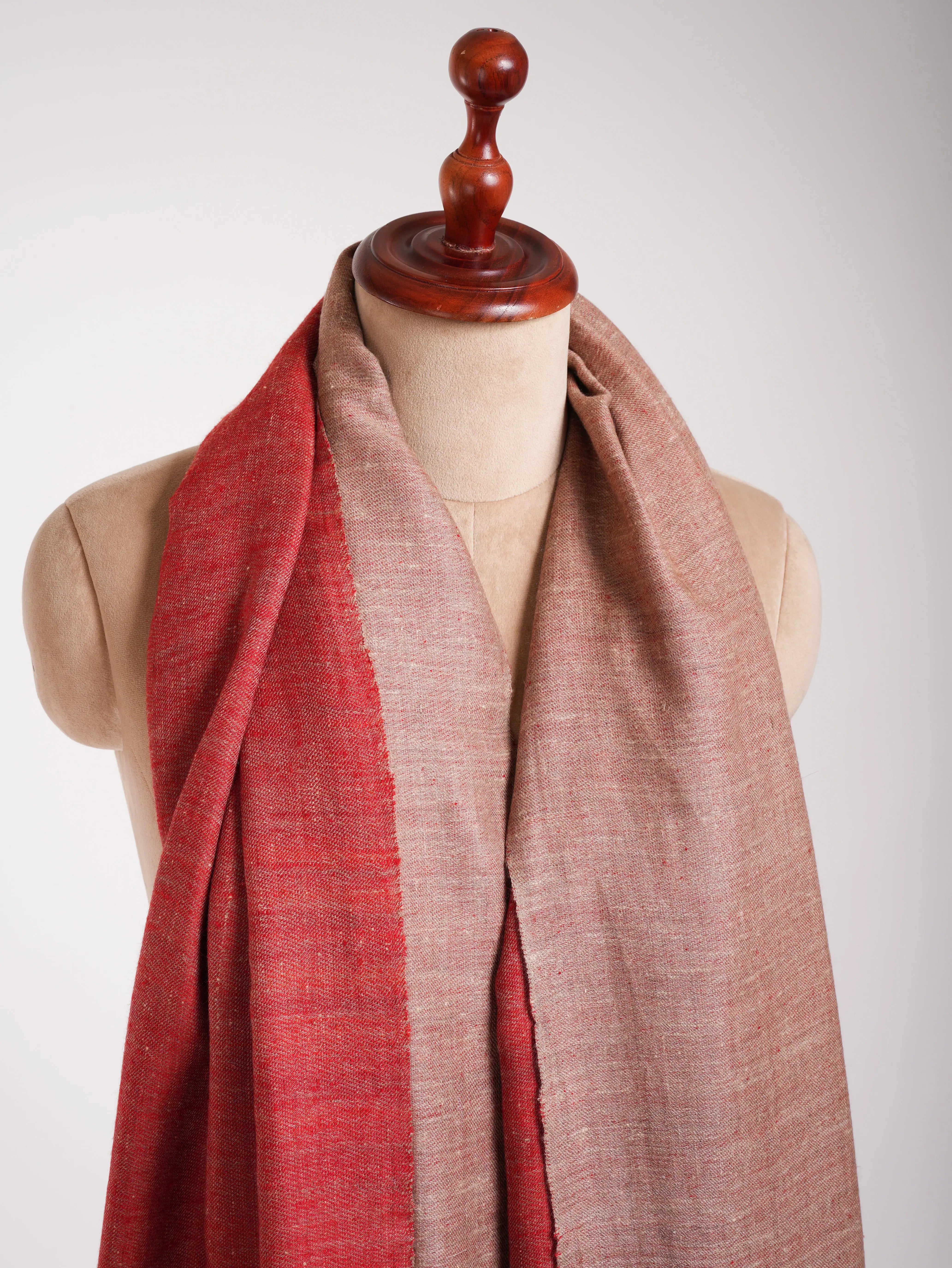 Fiery Red and Beige Dual Shade Pretty Pashmina Shawl Shahkaar