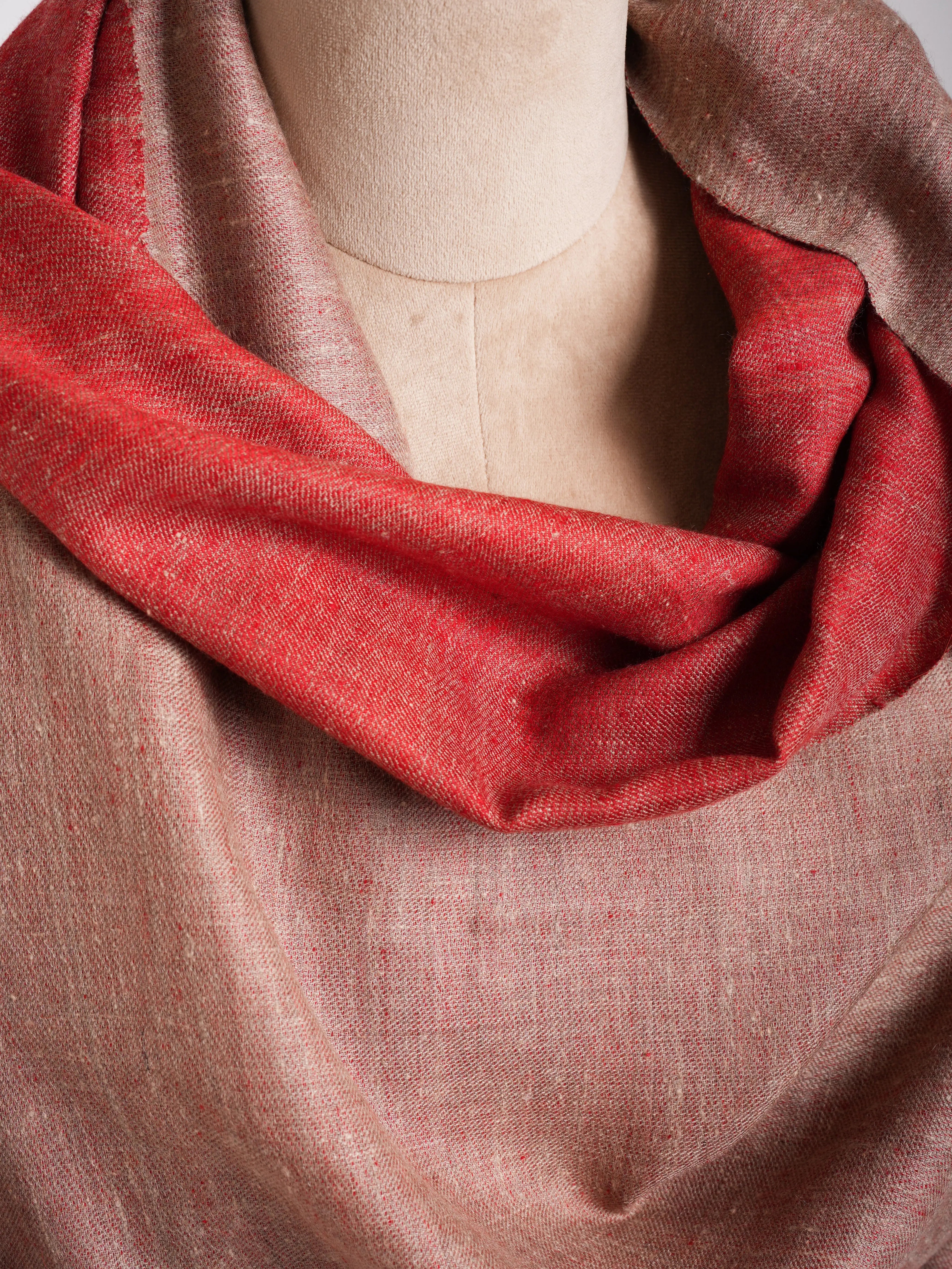 Fiery Red and Beige Dual Shade Pretty Pashmina Shawl Shahkaar