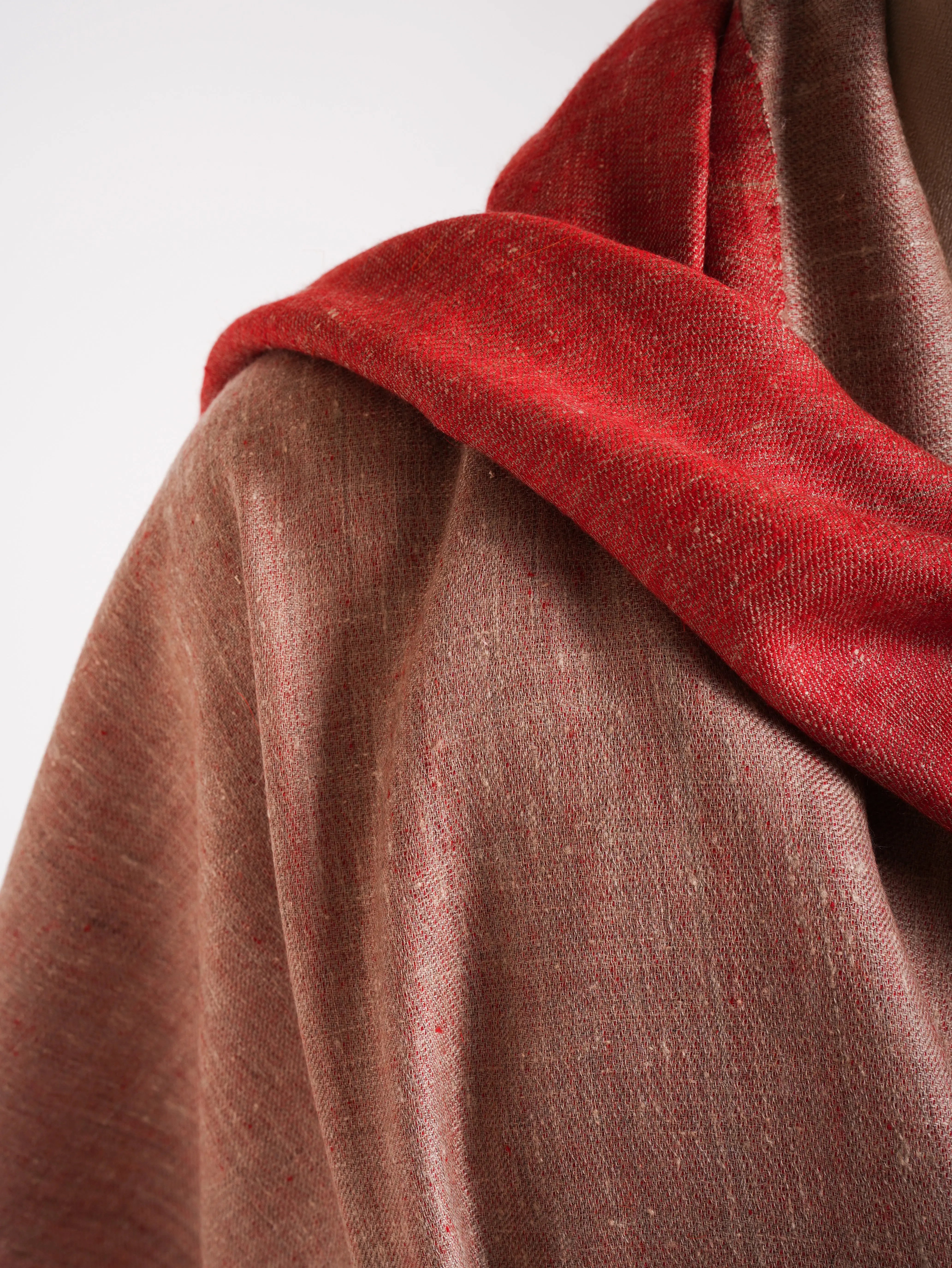 Fiery Red and Beige Dual Shade Pretty Pashmina Shawl Shahkaar