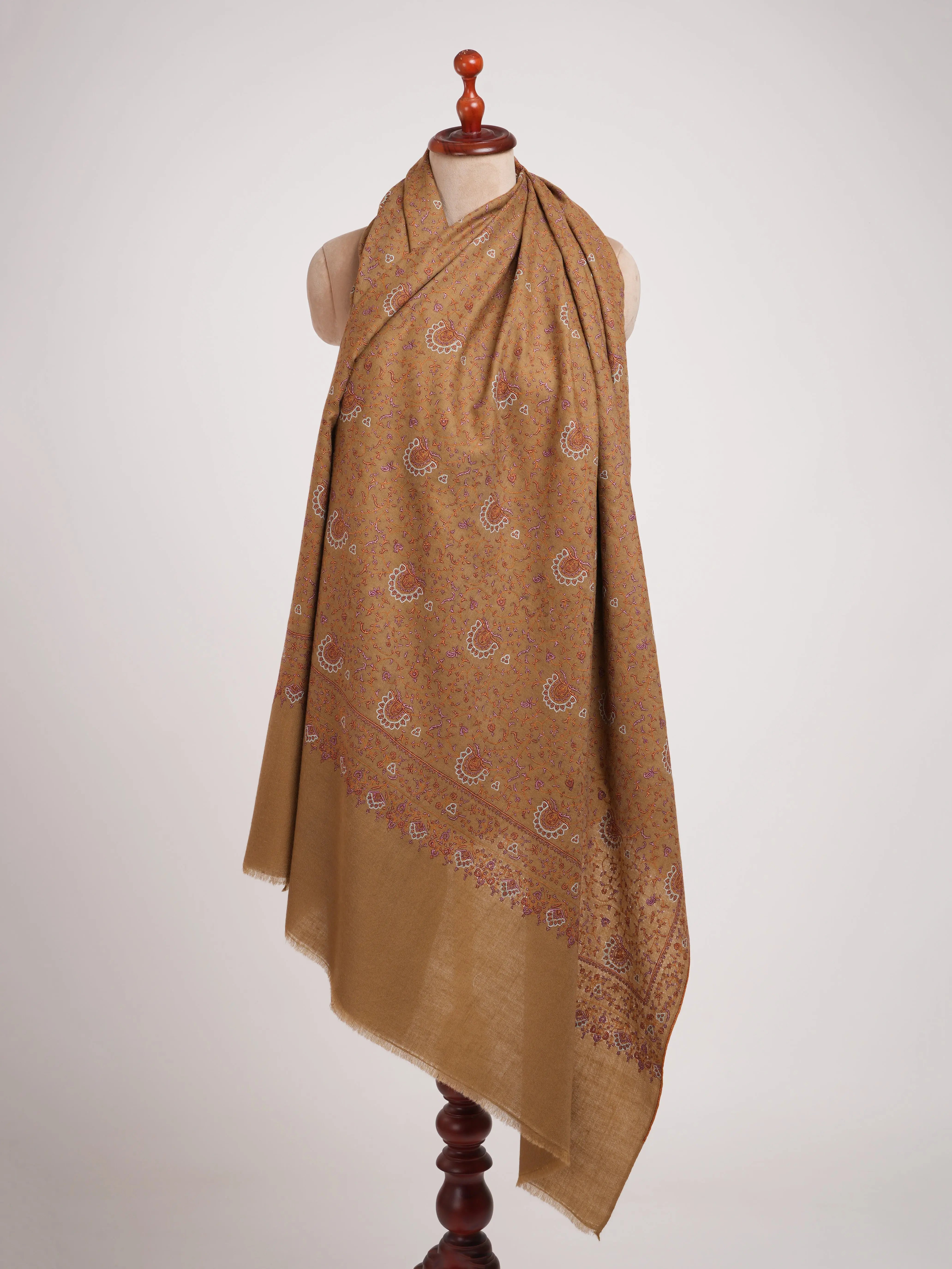 Fine Sozni Embroidered Authentic Pashmina Shawl Shahkaar