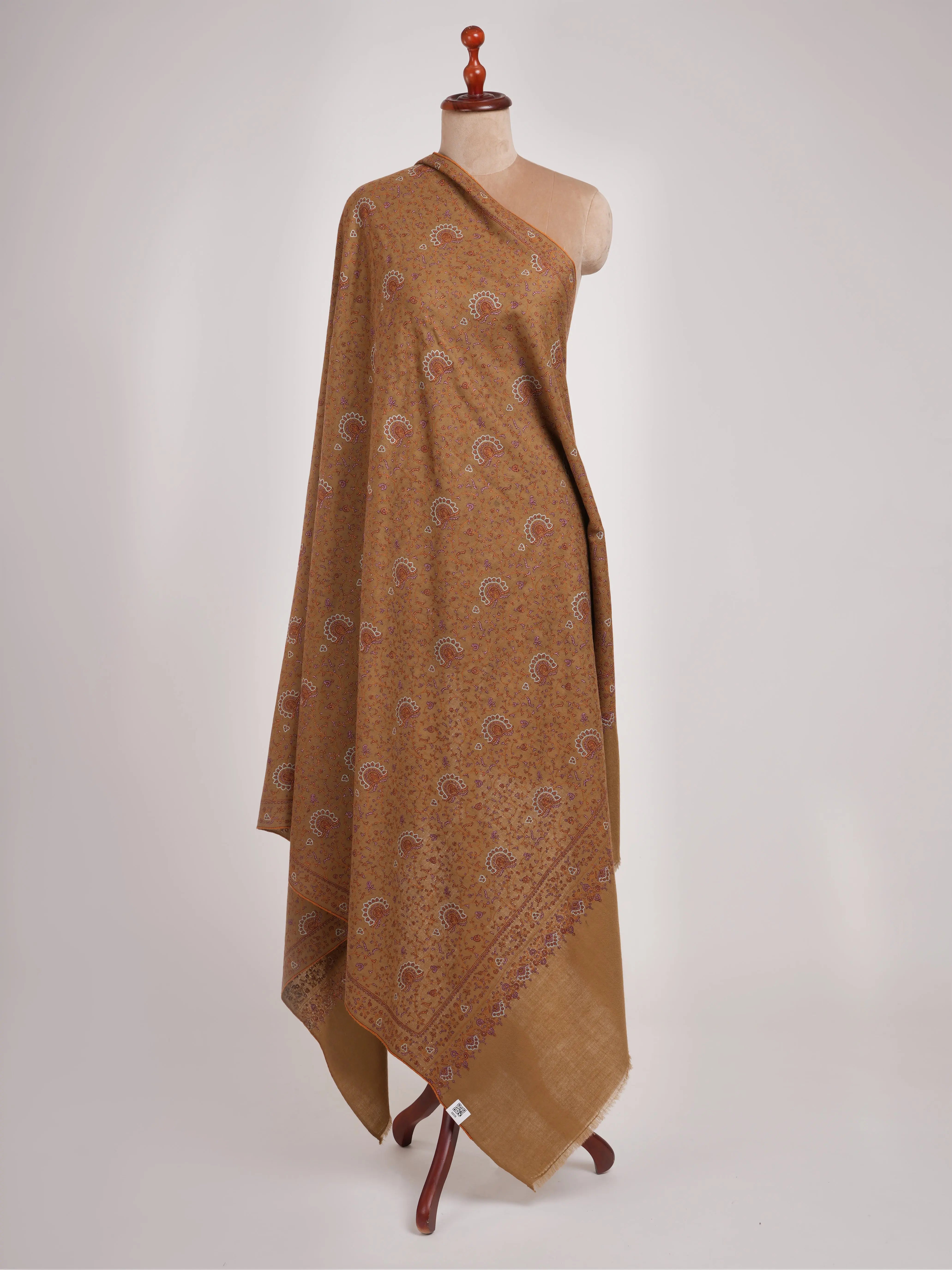 Fine Sozni Embroidered Authentic Pashmina Shawl Shahkaar