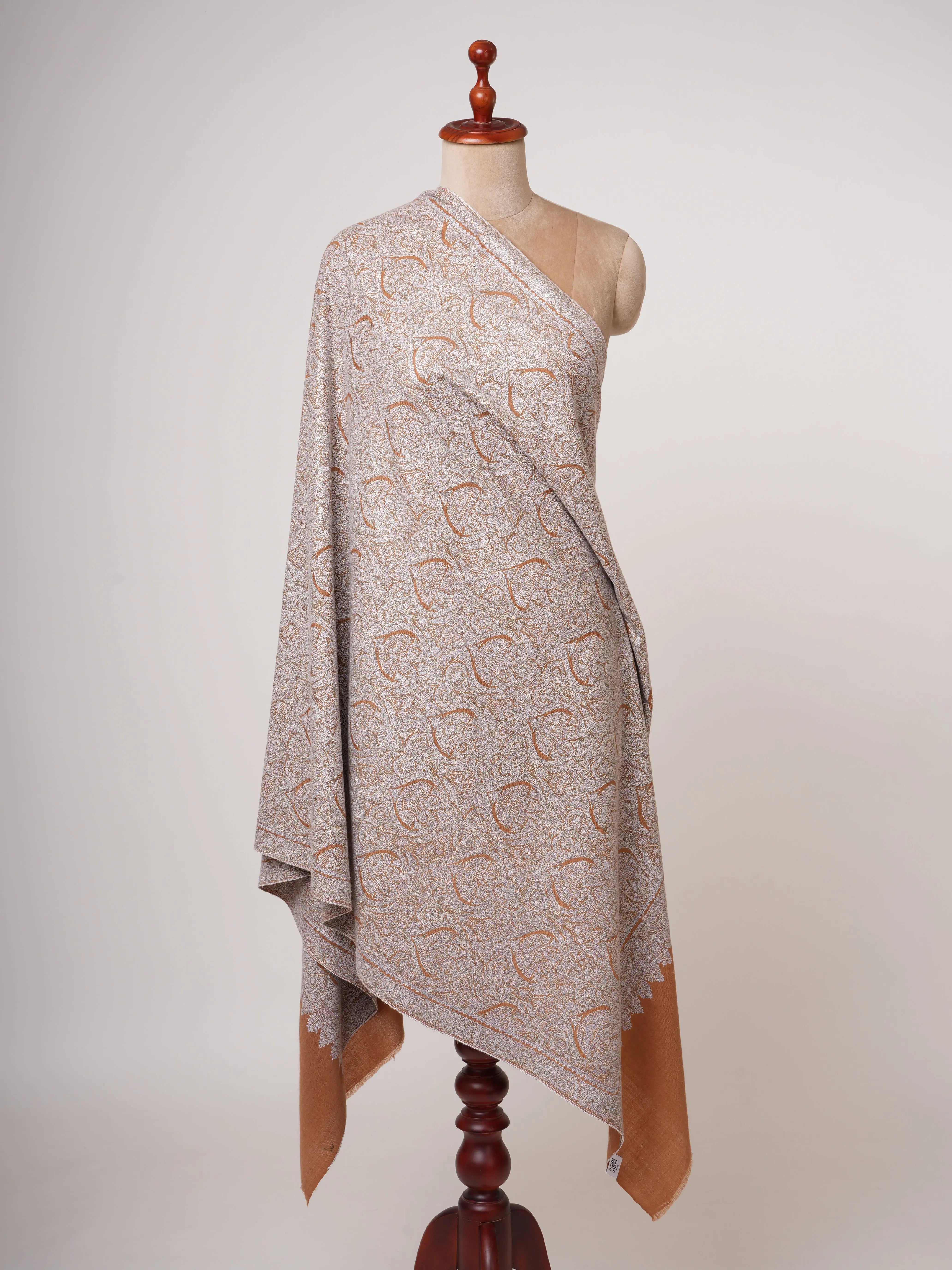 Fine Sozni Embroidered Jamavar Pashmina Shawl | Handcrafted Kashmiri Luxury by Shahkaar Shahkaar