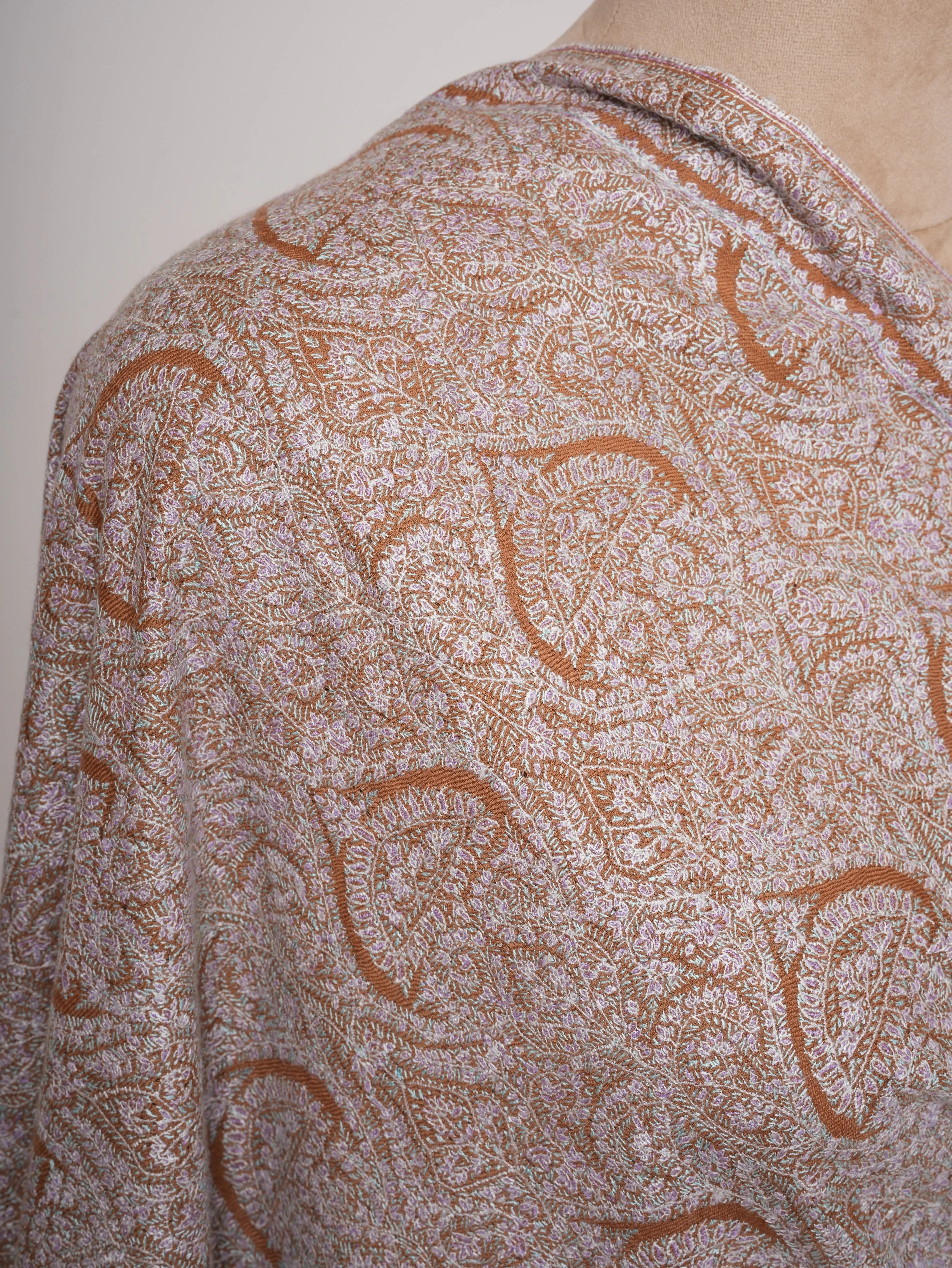 Fine Sozni Embroidered Jamavar Pashmina Shawl | Handcrafted Kashmiri Luxury by Shahkaar Shahkaar