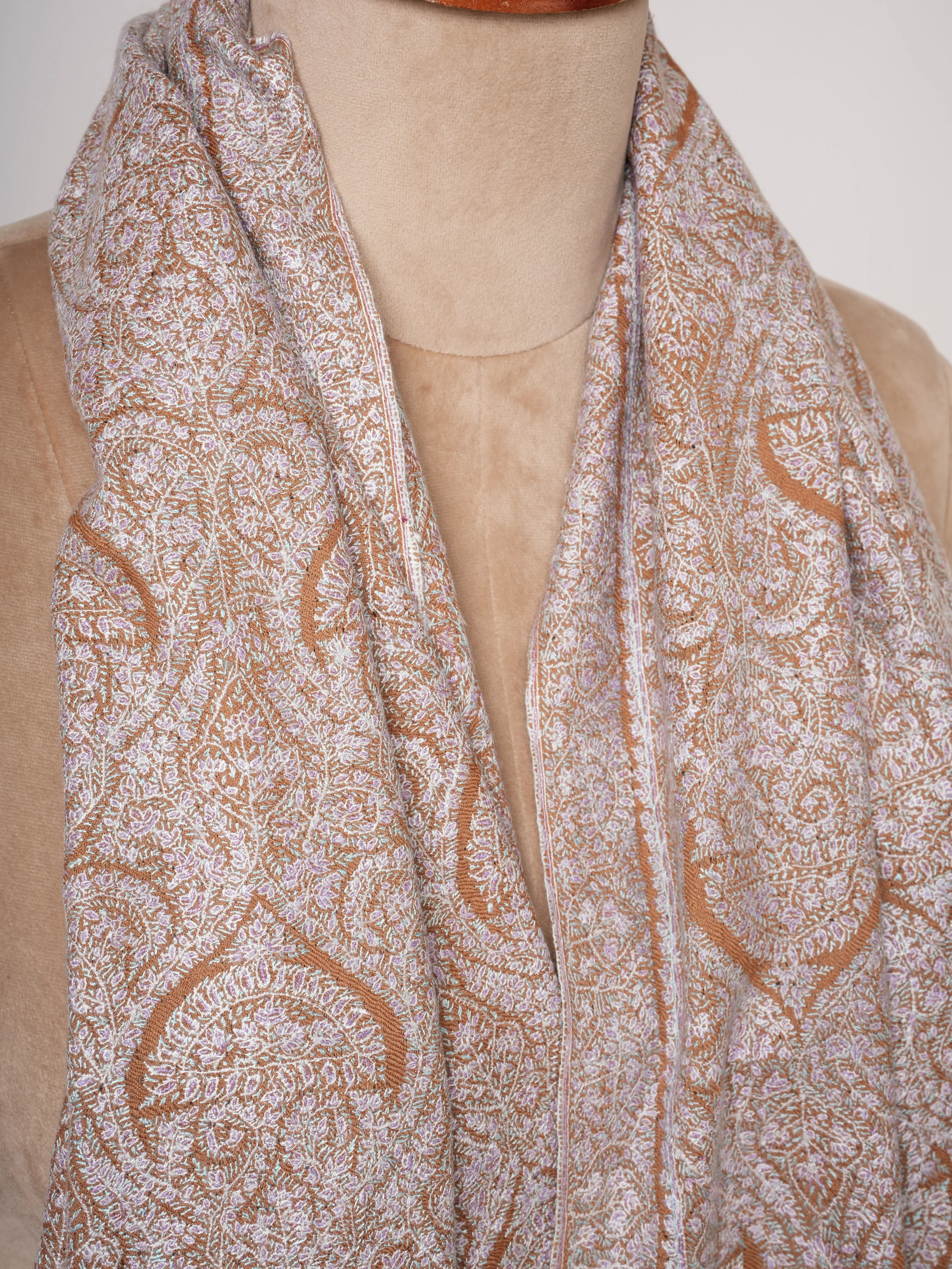Fine Sozni Embroidered Jamavar Pashmina Shawl | Handcrafted Kashmiri Luxury by Shahkaar Shahkaar