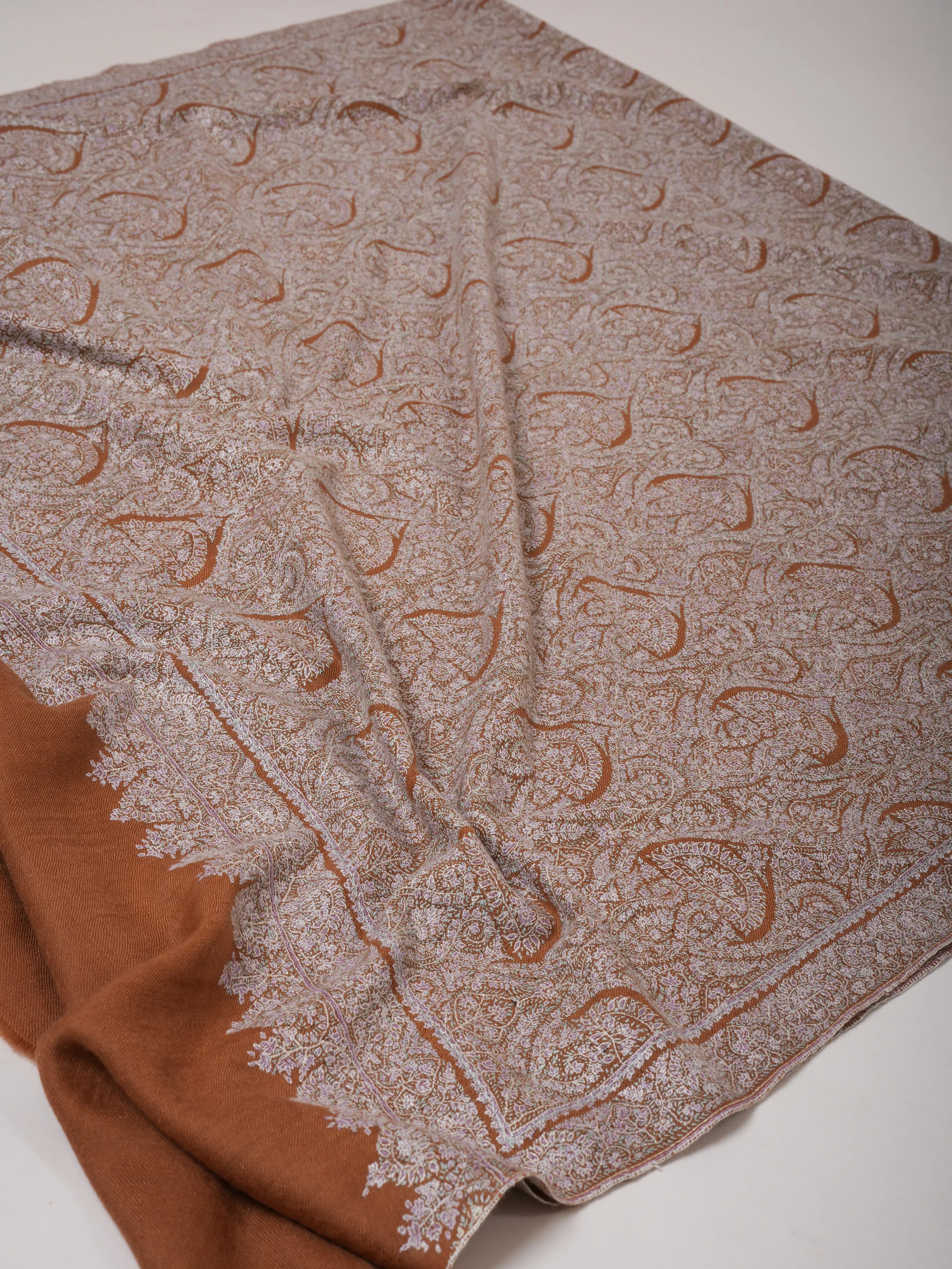 Fine Sozni Embroidered Jamavar Pashmina Shawl | Handcrafted Kashmiri Luxury by Shahkaar Shahkaar