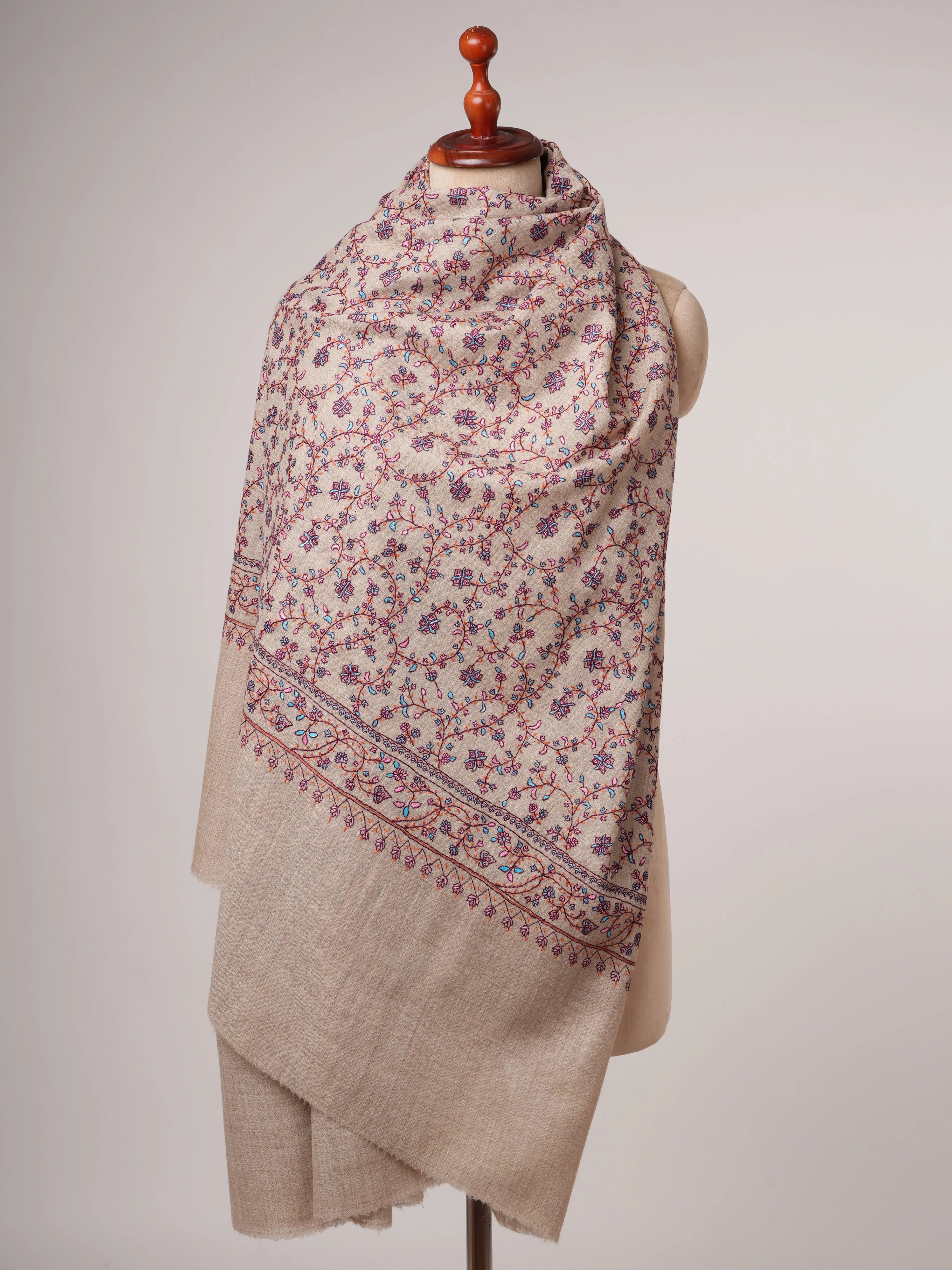 Fine Wool Shawl with All Over Jali Embroidery Shahkaar