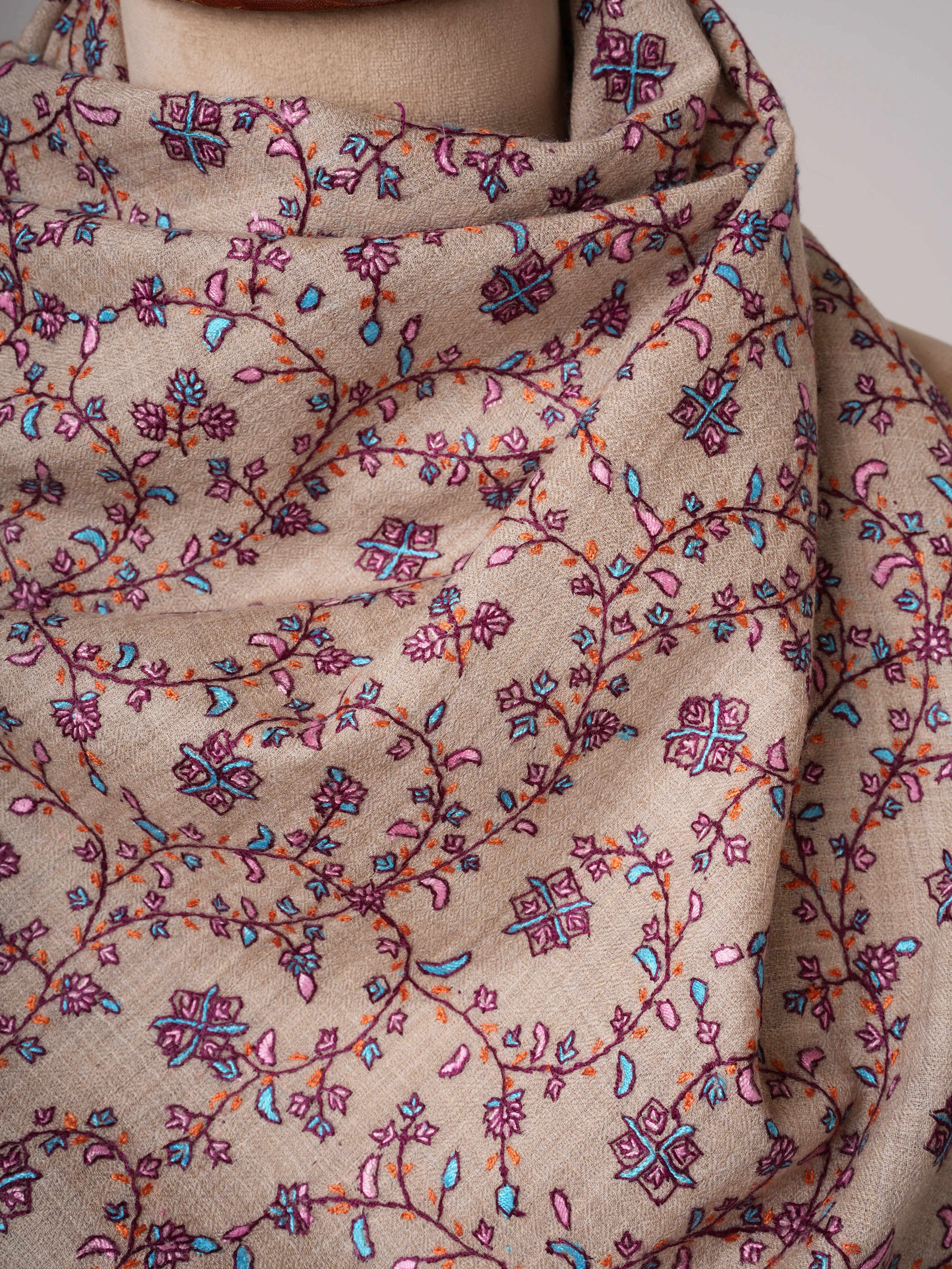 Fine Wool Shawl with All Over Jali Embroidery Shahkaar