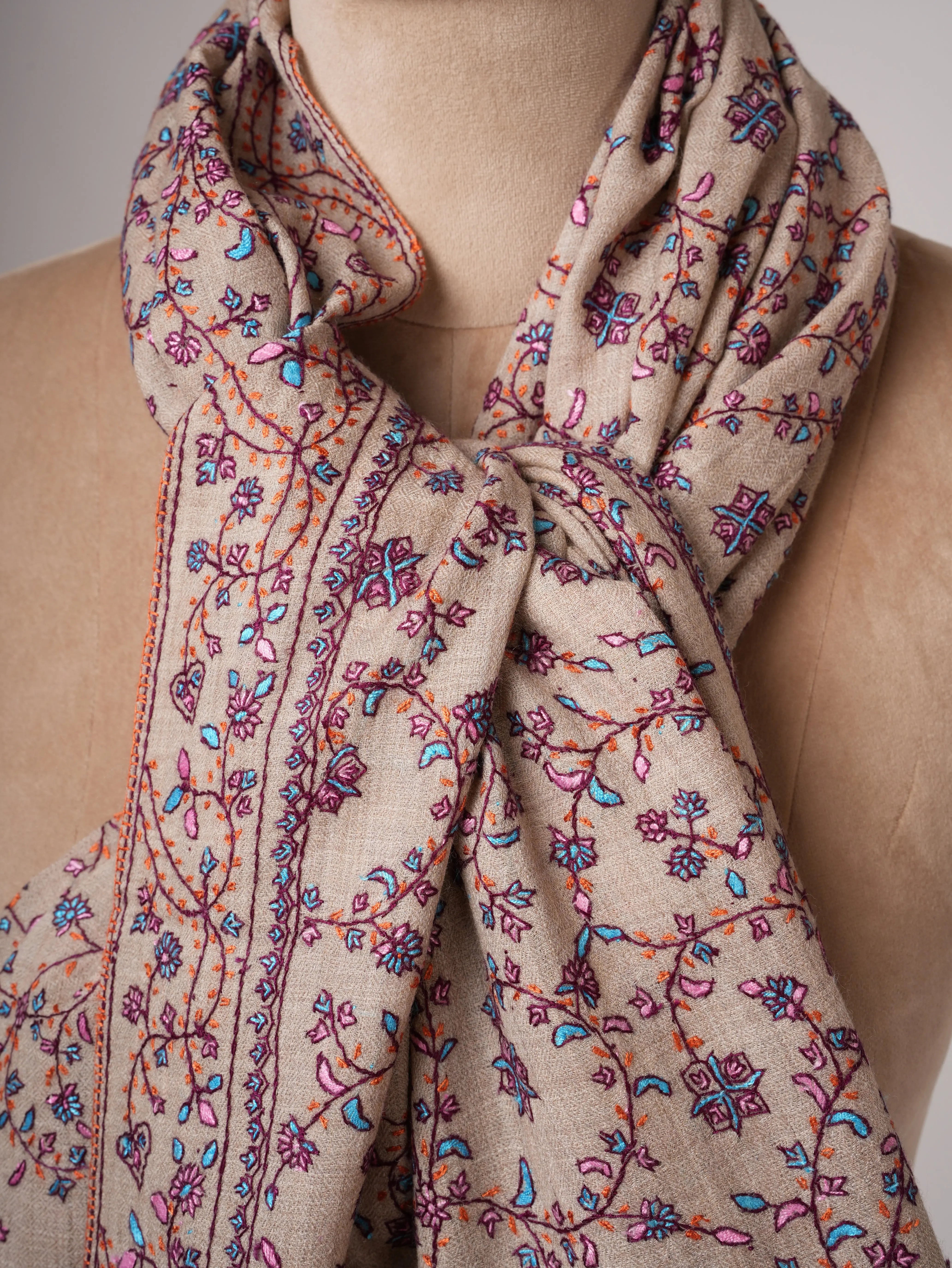 Fine Wool Shawl with All Over Jali Embroidery Shahkaar