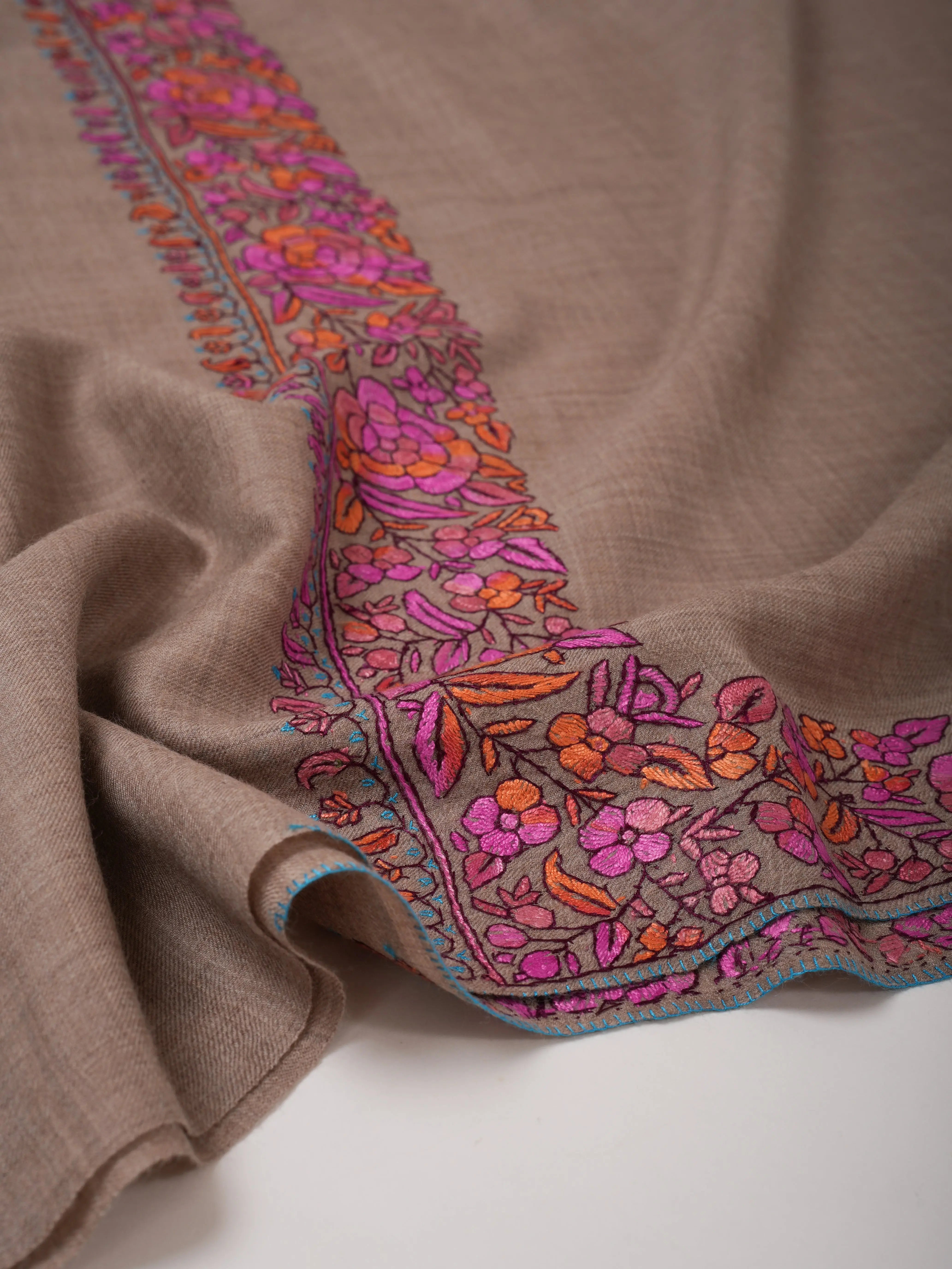 Fine Wool Shawl with Papier Mache Hand Embroidery Shahkaar