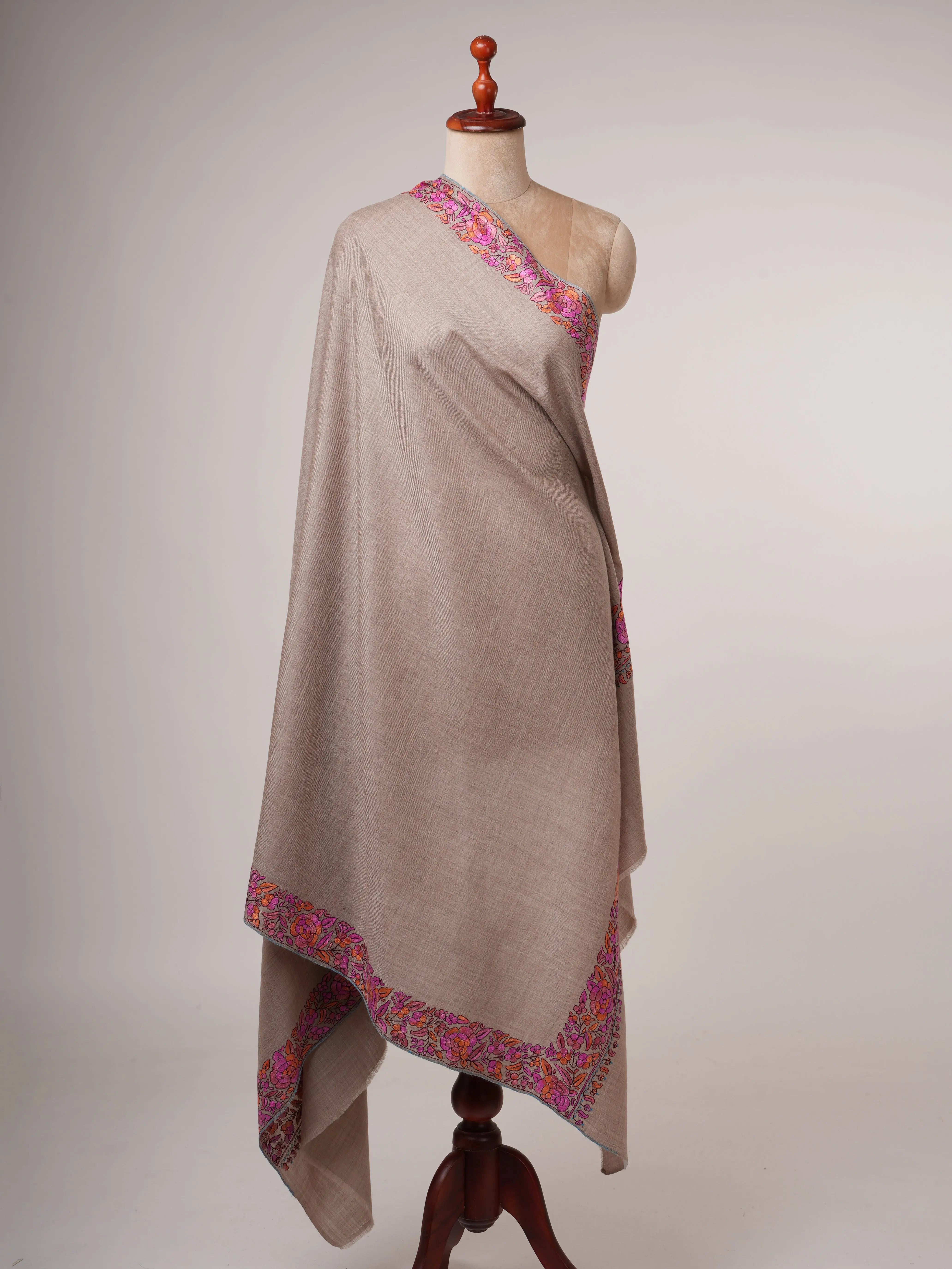 Fine Wool Shawl with Papier Mache Hand Embroidery Shahkaar