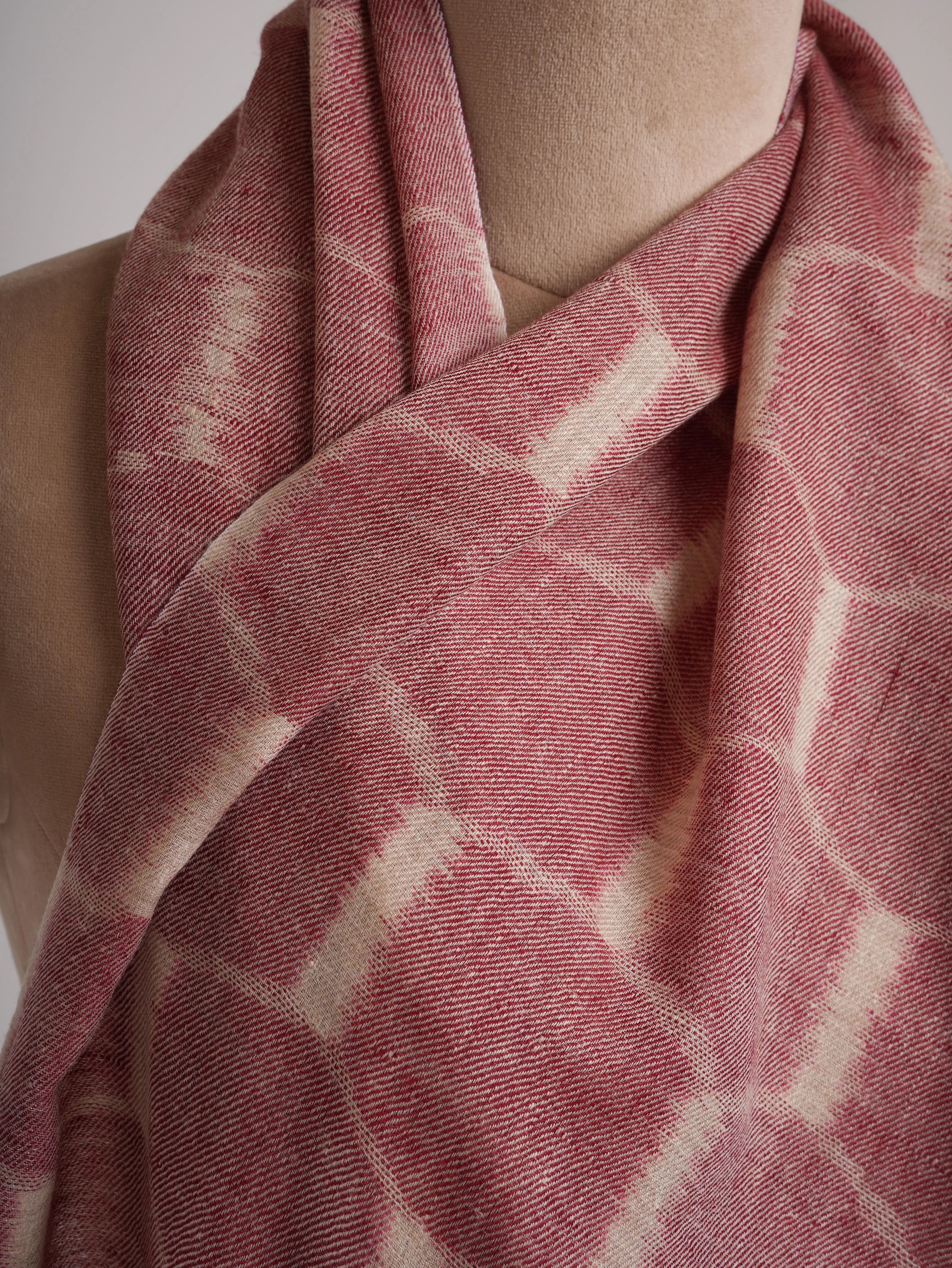 Floral Ikat Handwoven Featherlight Cashmere Scarf Shahkaar