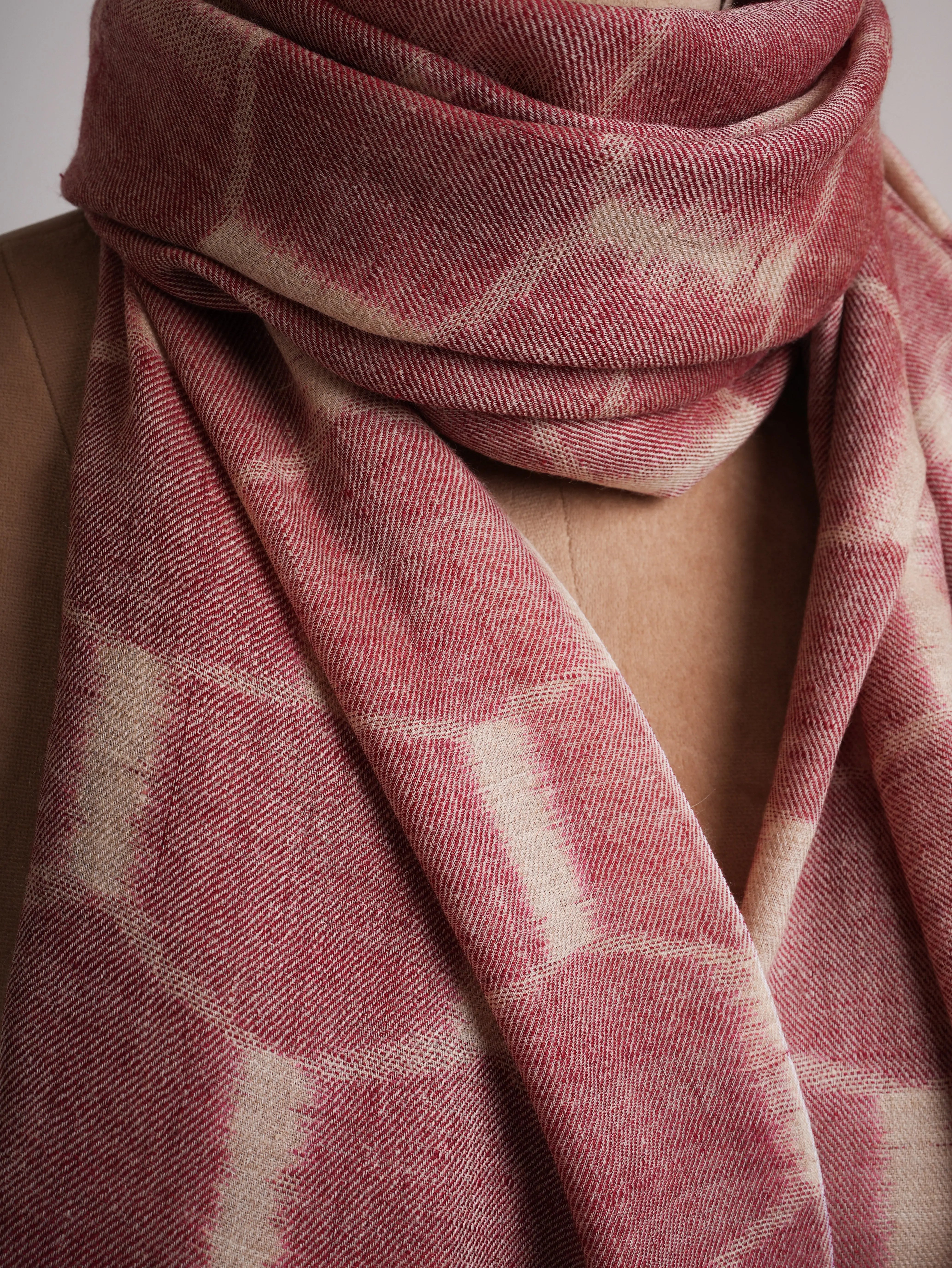 Floral Ikat Handwoven Featherlight Cashmere Scarf Shahkaar