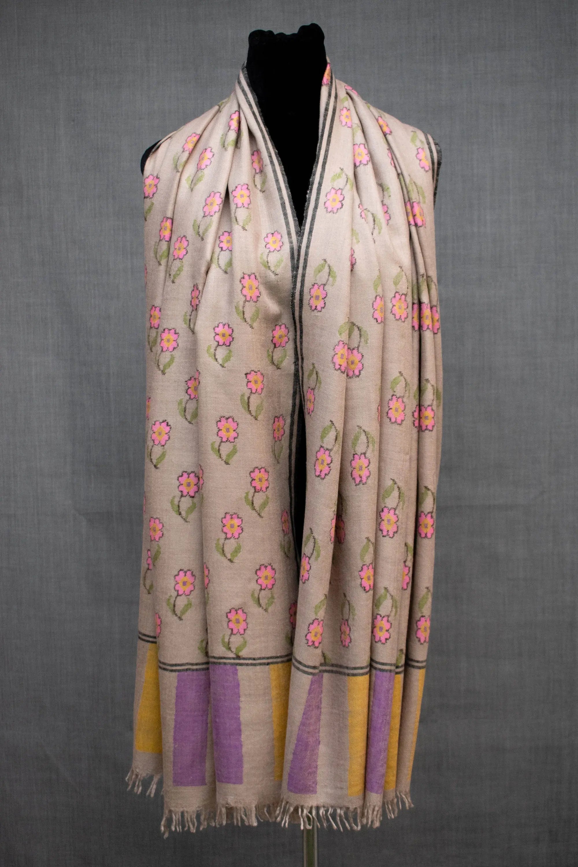 Floria Kani Shawl, Cashmere Pashmina Shawl, Handwoven, Bohemian Shawl, 40x80" Shahkaar