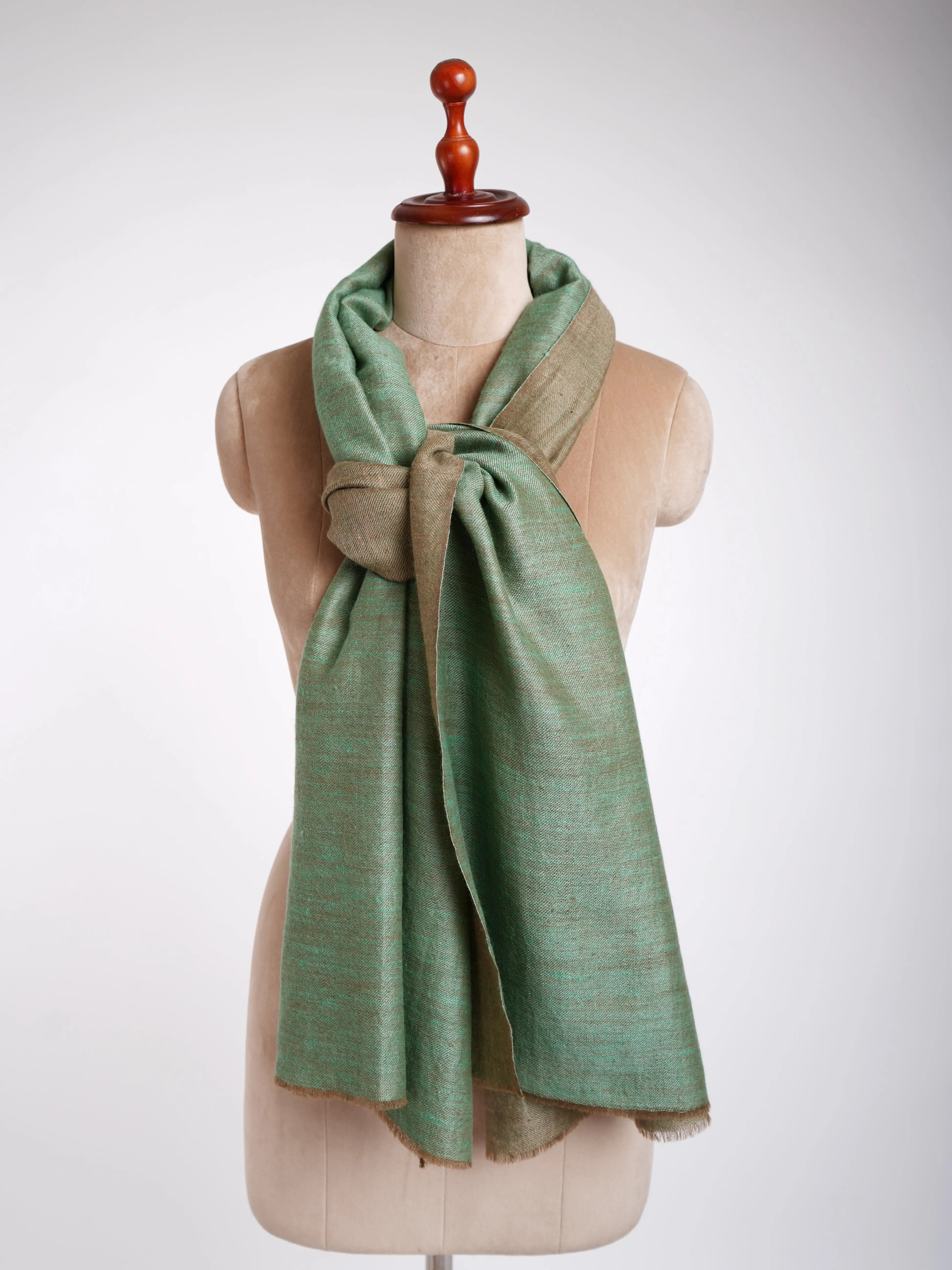 Fresh Green Dorukha Cashmere Indian Scarf Shahkaar