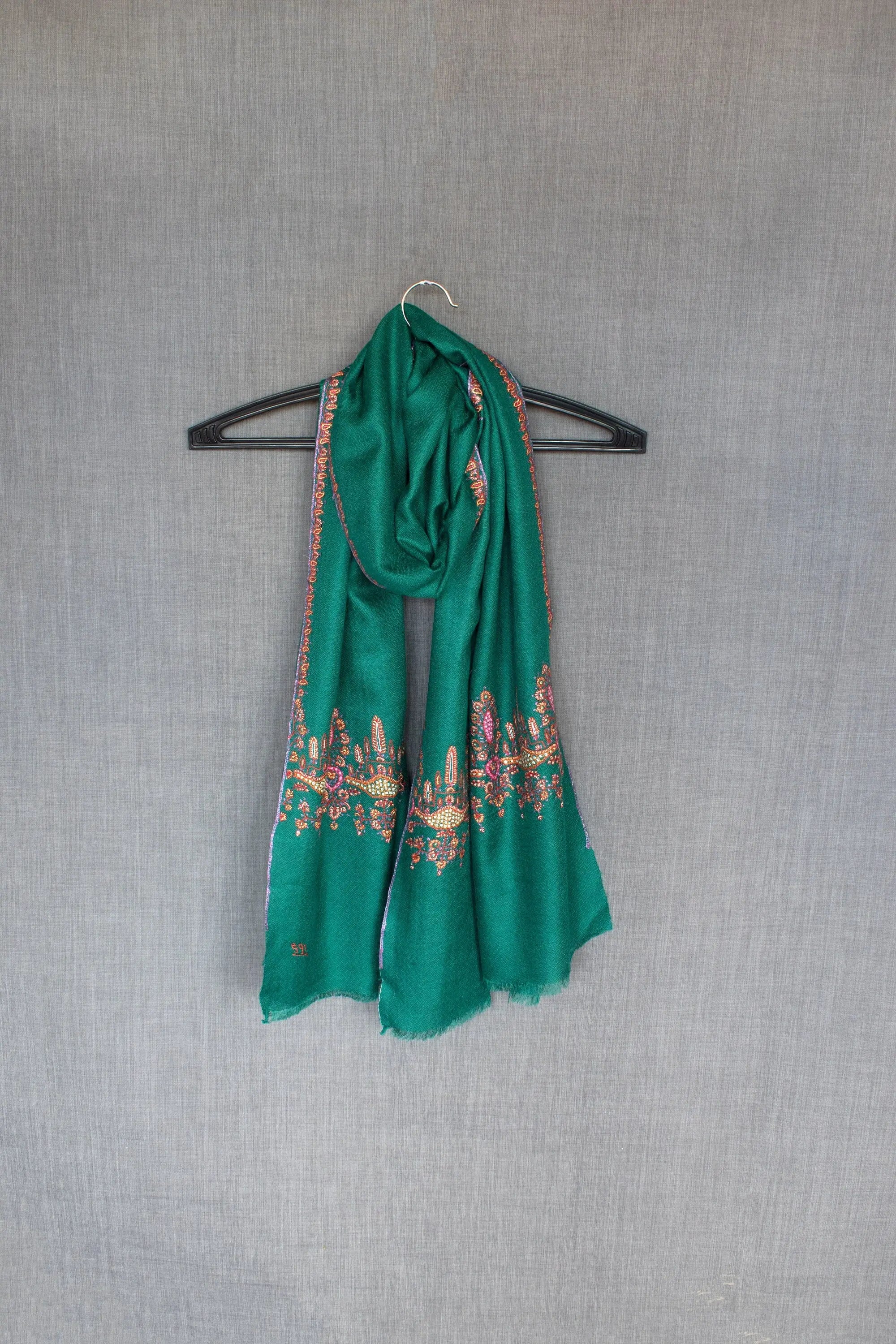 Gaash Cashmere Wrap, Pure Pashmina Scarf, Handmade in Kashmir, Modest Woman, 28x80" Shahkaar