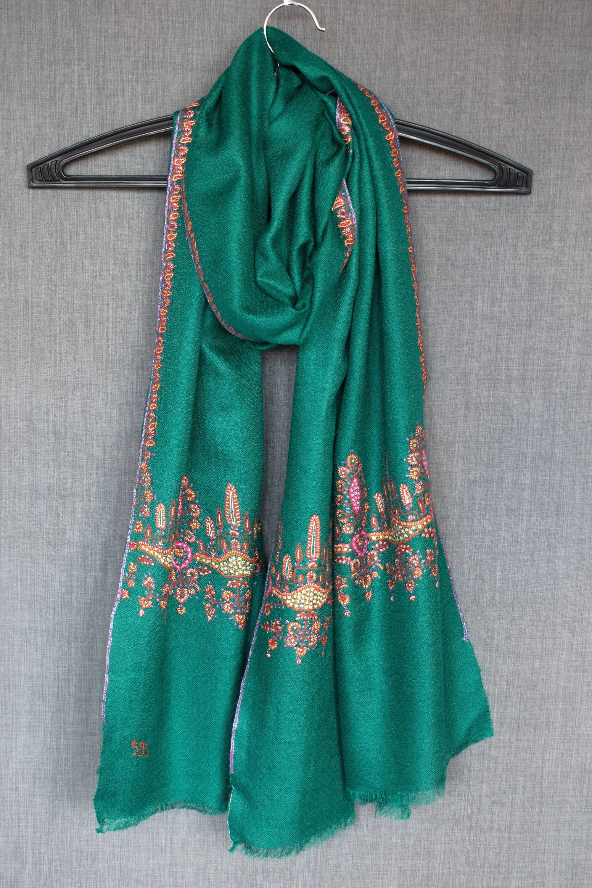 Gaash Cashmere Wrap, Pure Pashmina Scarf, Handmade in Kashmir, Modest Woman, 28x80" Shahkaar