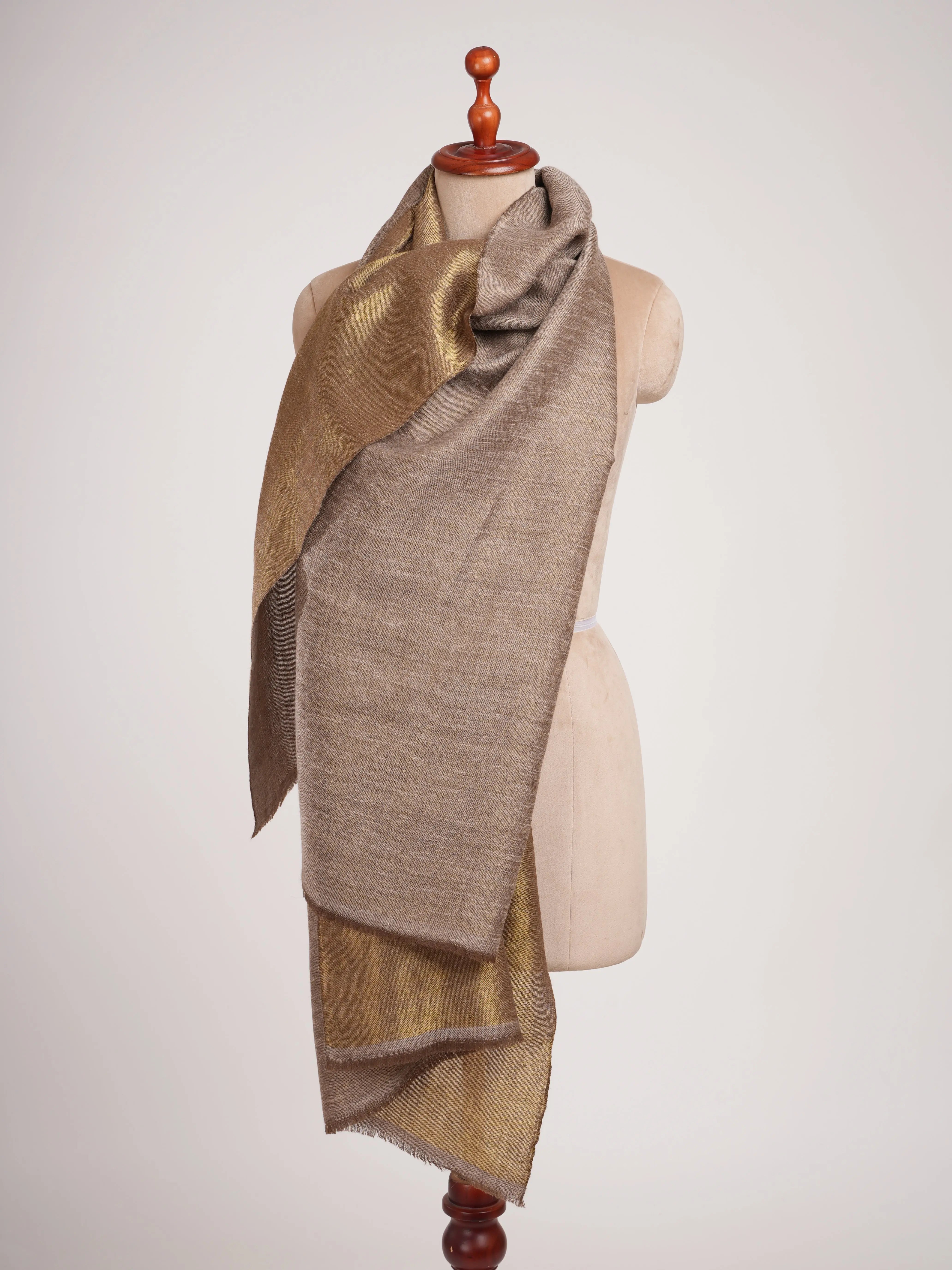 Gold and Silver Dual Shade Soft Cashmere Scarf Shahkaar