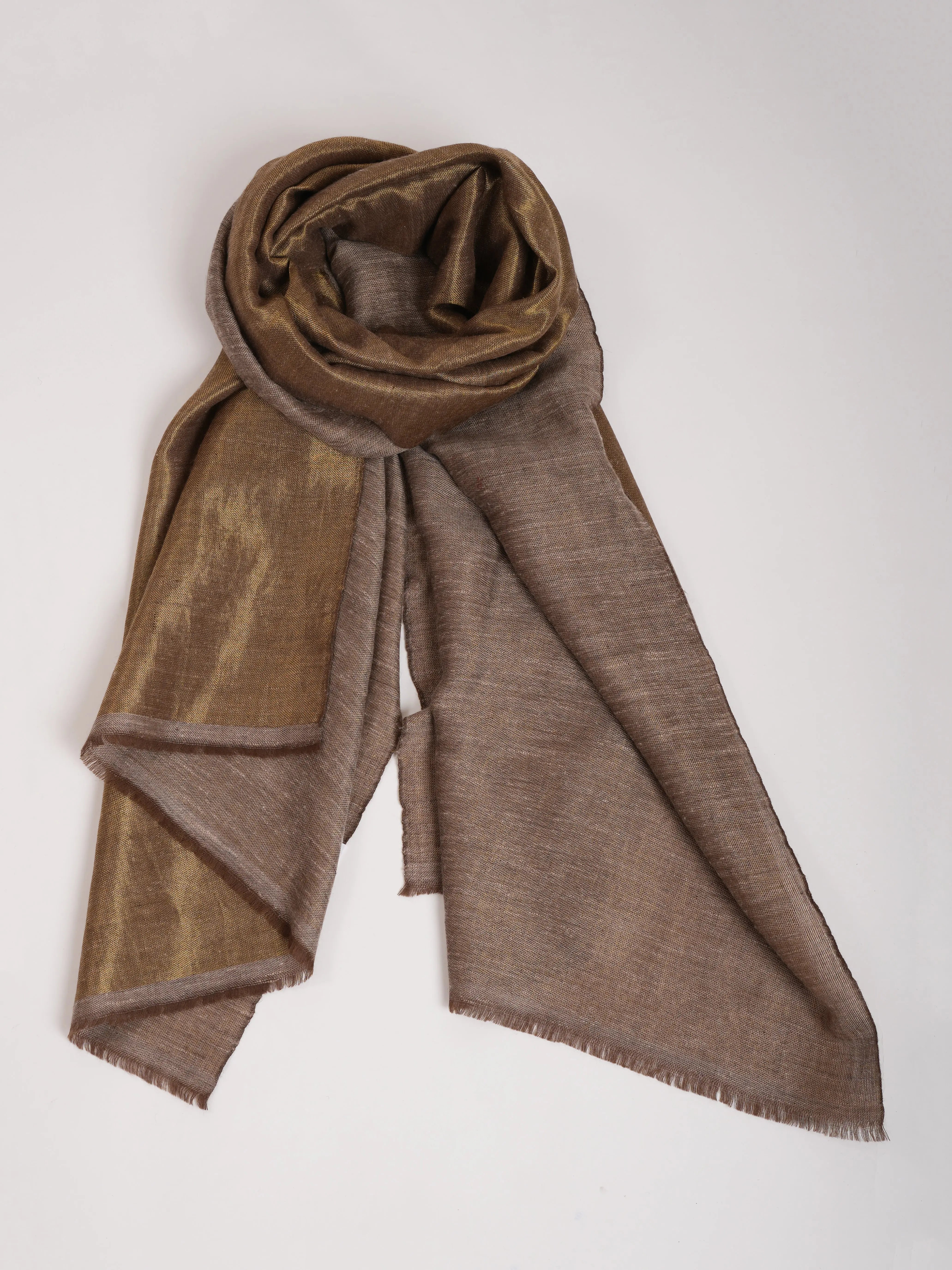 Gold and Silver Dual Shade Soft Cashmere Scarf Shahkaar