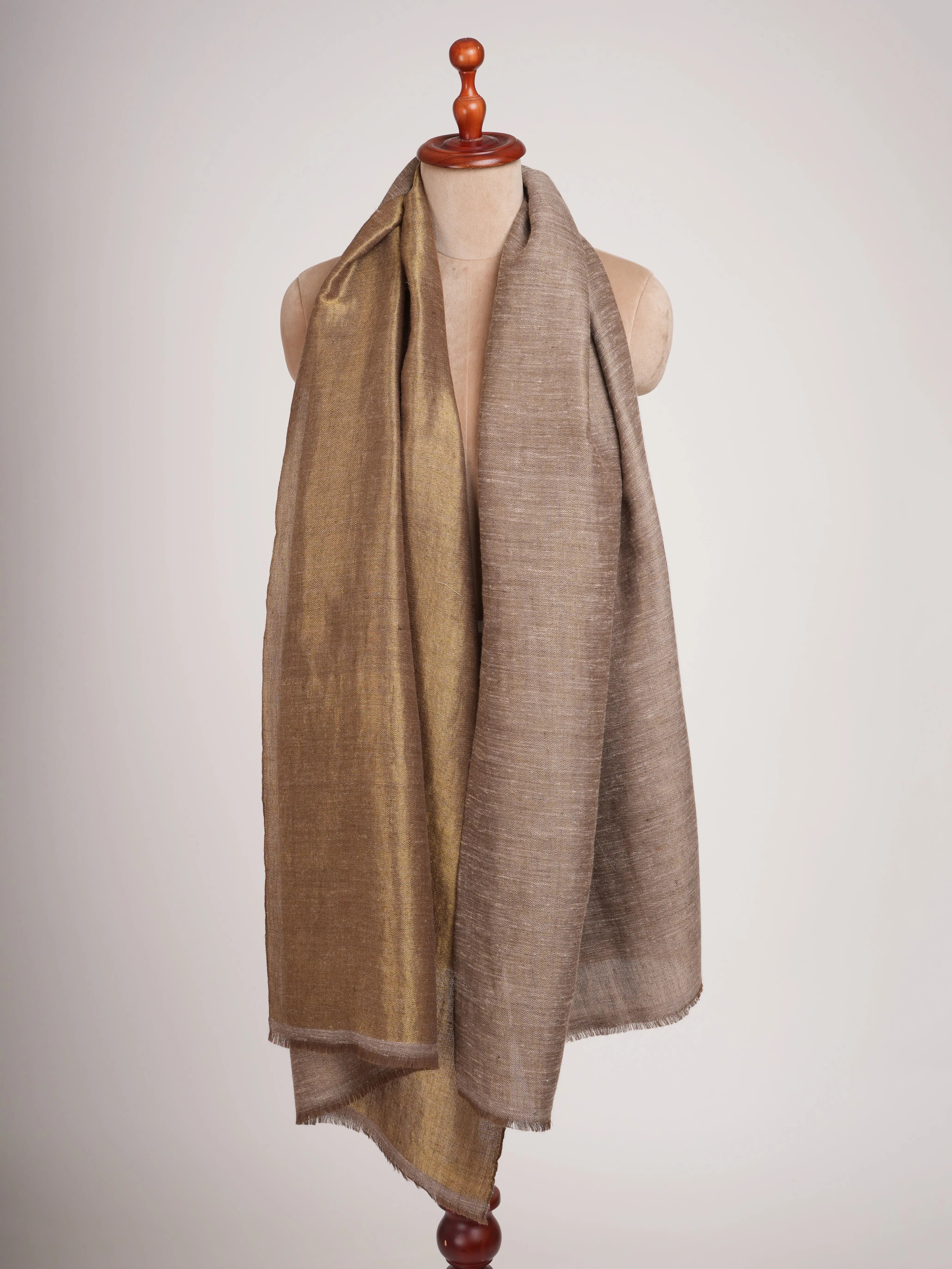 Gold and Silver Dual Shade Soft Cashmere Scarf Shahkaar