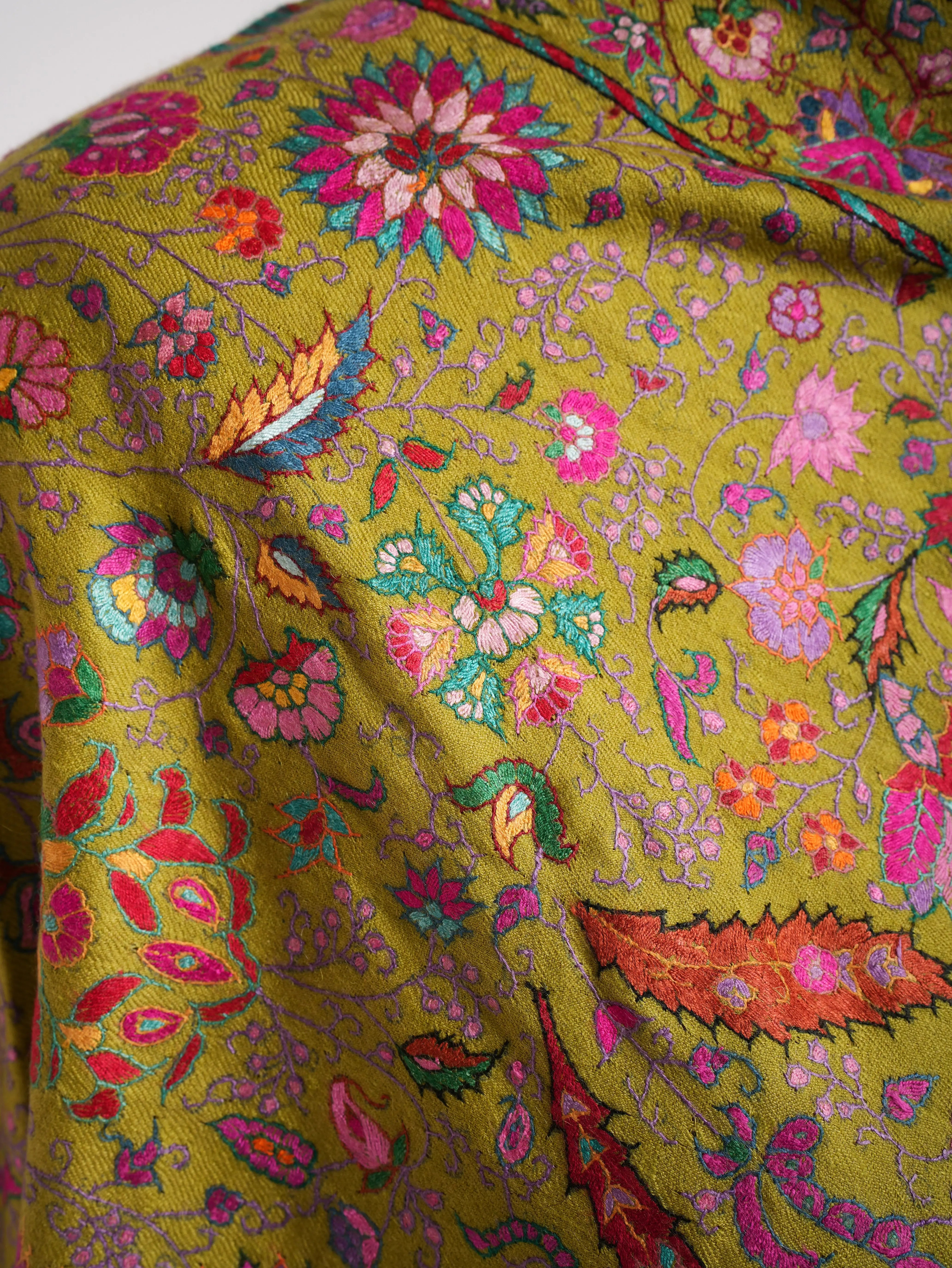 Golden Palm Handmade Indian Pashmina Jamavar Shawl Shahkaar