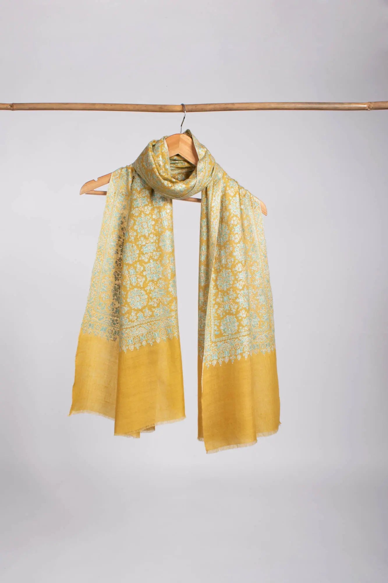 Golden Yellow Handmade Cashmere Scarf Women - KOTZEBUE Shahkaar