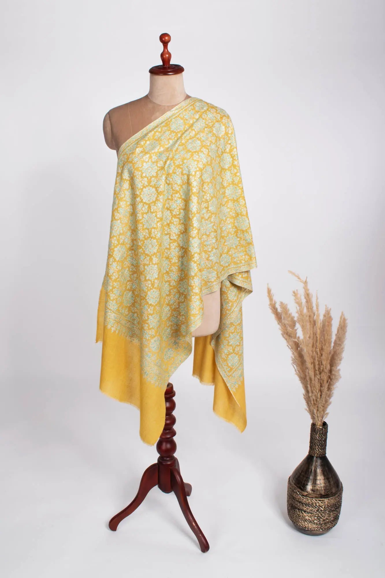 Golden Yellow Handmade Cashmere Scarf Women - KOTZEBUE Shahkaar
