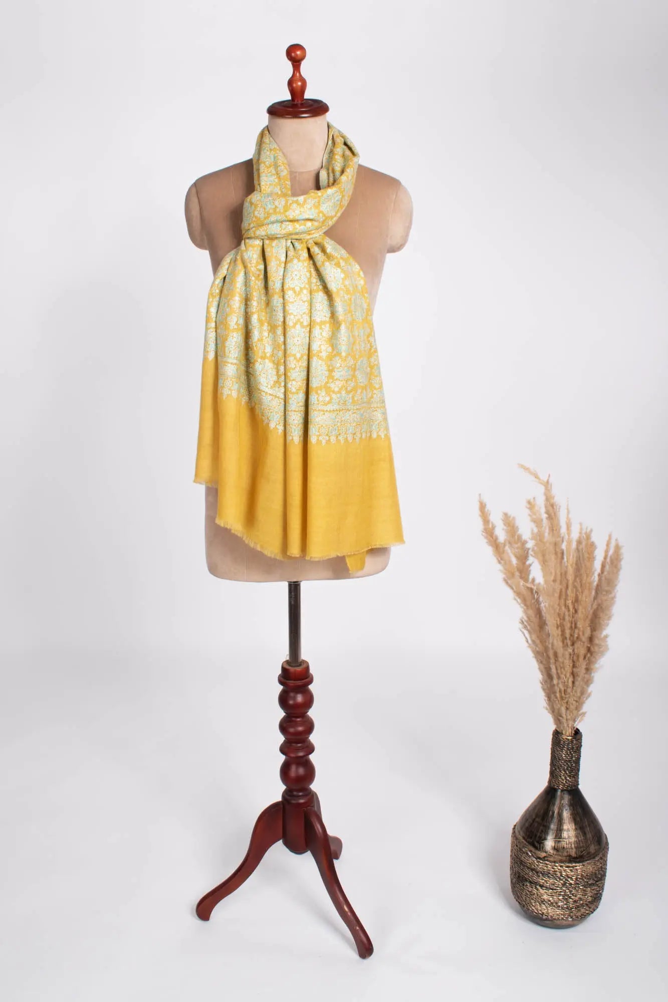 Golden Yellow Handmade Cashmere Scarf Women - KOTZEBUE Shahkaar