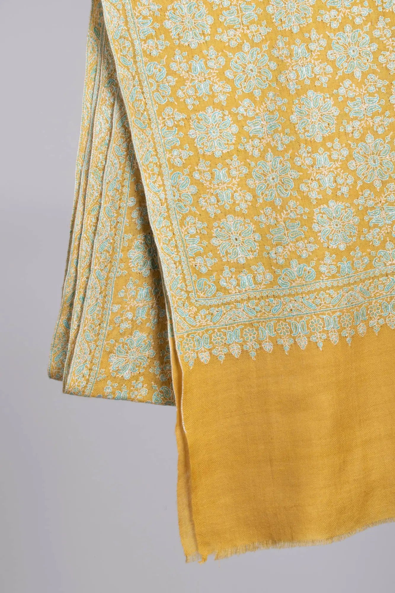 Golden Yellow Handmade Cashmere Scarf Women - KOTZEBUE Shahkaar