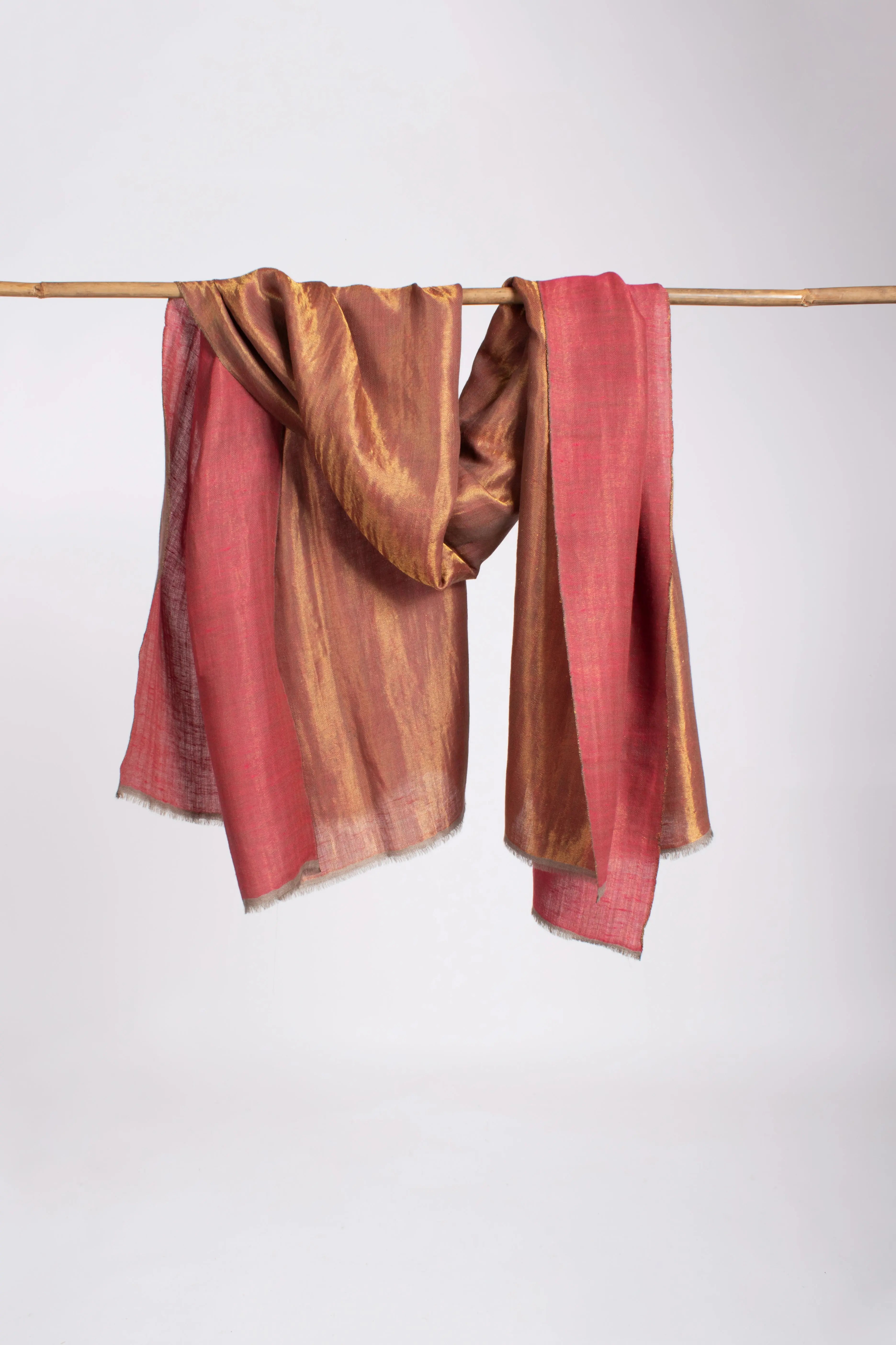 Golden Zari and Pink Glamorous Pashmina Shawl Shahkaar