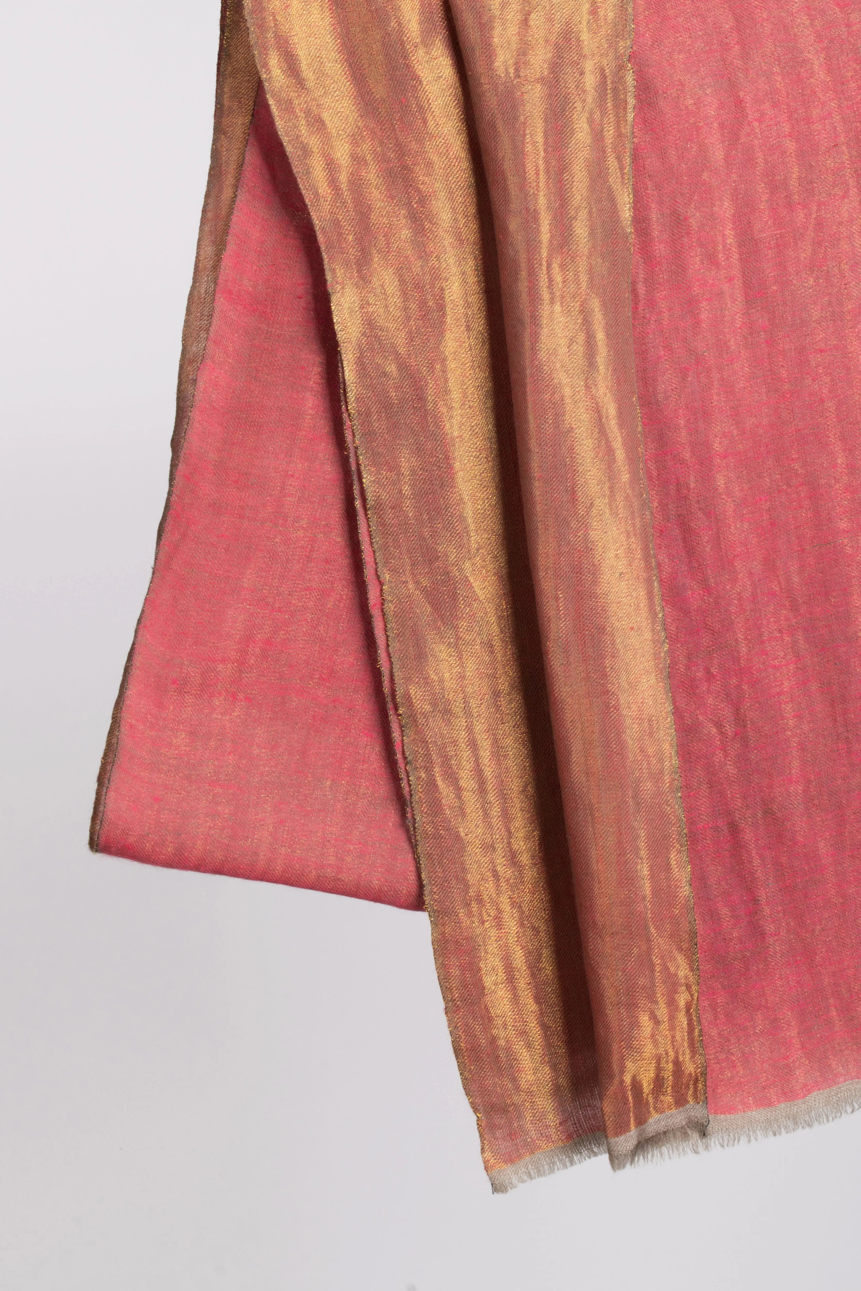 Golden Zari and Pink Glamorous Pashmina Shawl Shahkaar