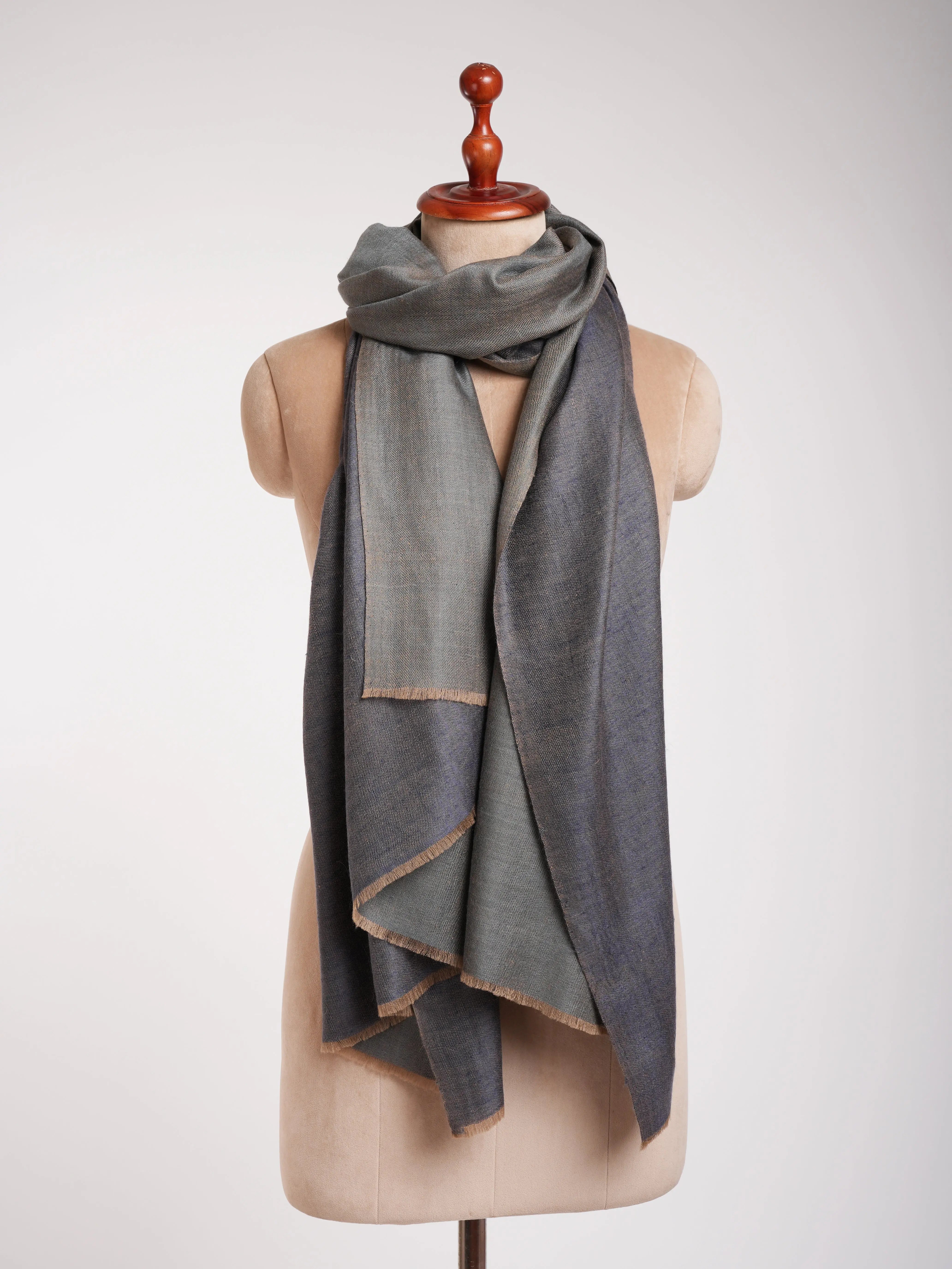 Gray Dorukha Cashmere Pashmina Wrap Shahkaar