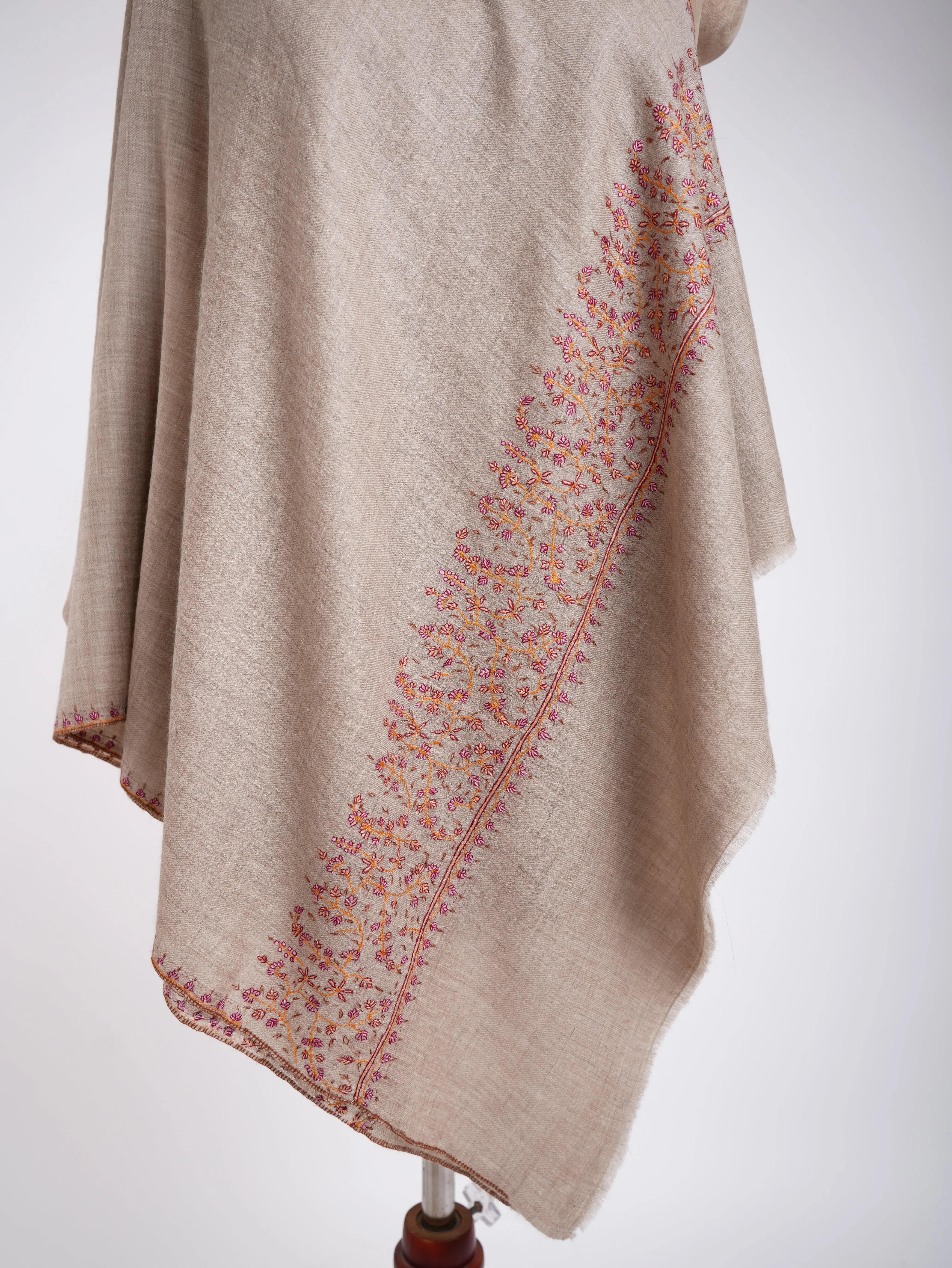 Gray Handmade Pashmina Stole Shahkaar