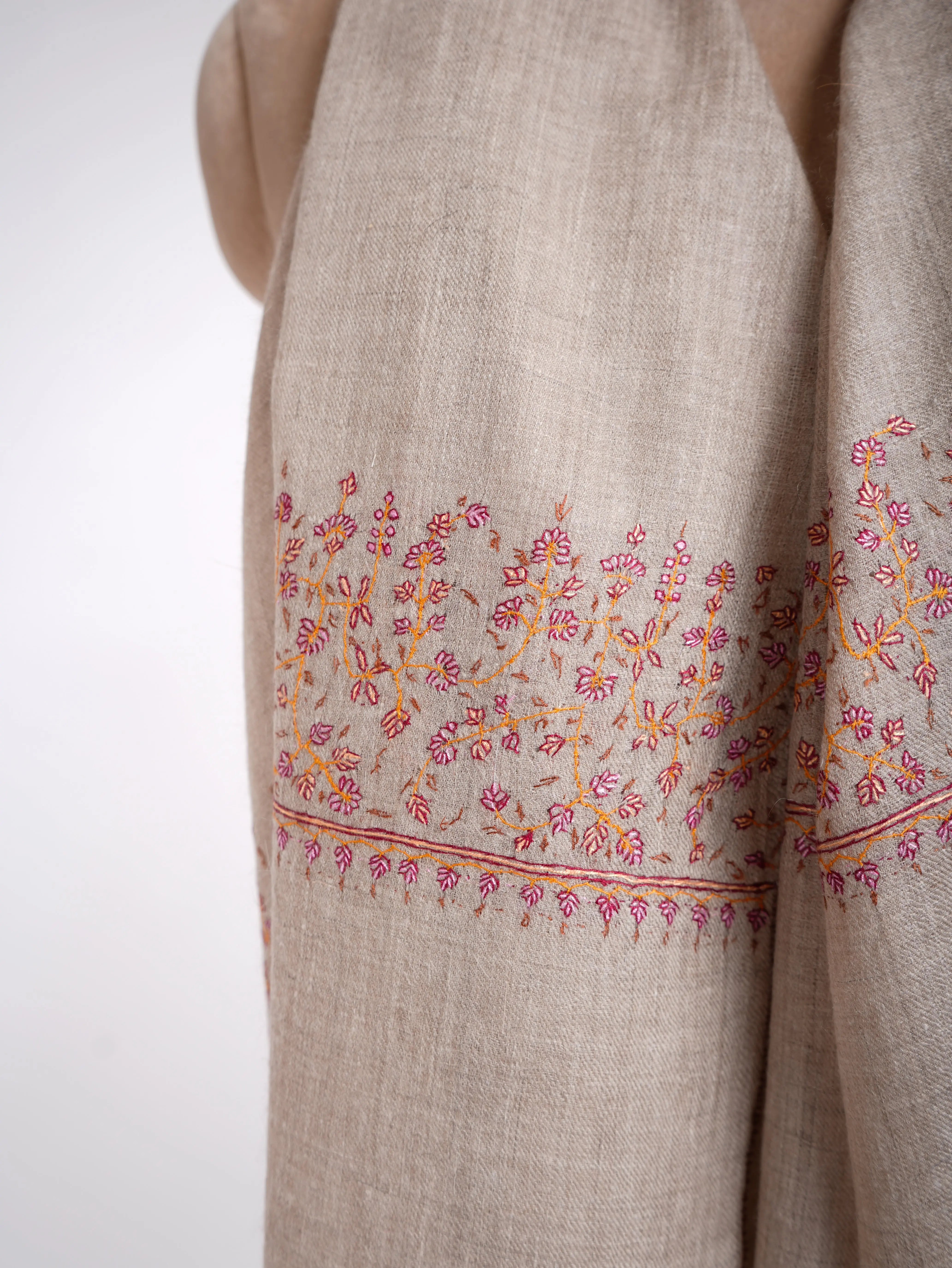 Gray Handmade Pashmina Stole Shahkaar