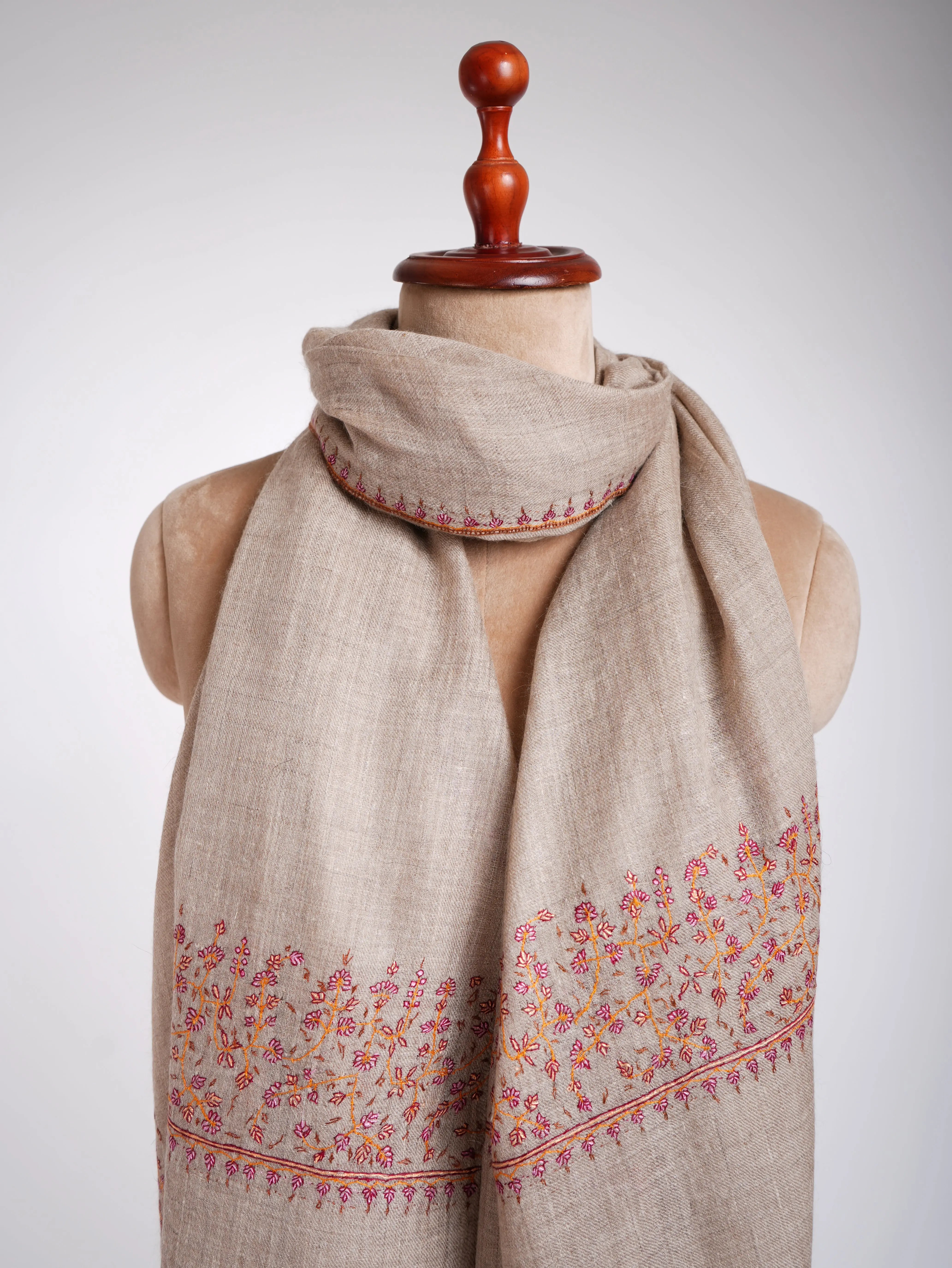Gray Handmade Pashmina Stole Shahkaar