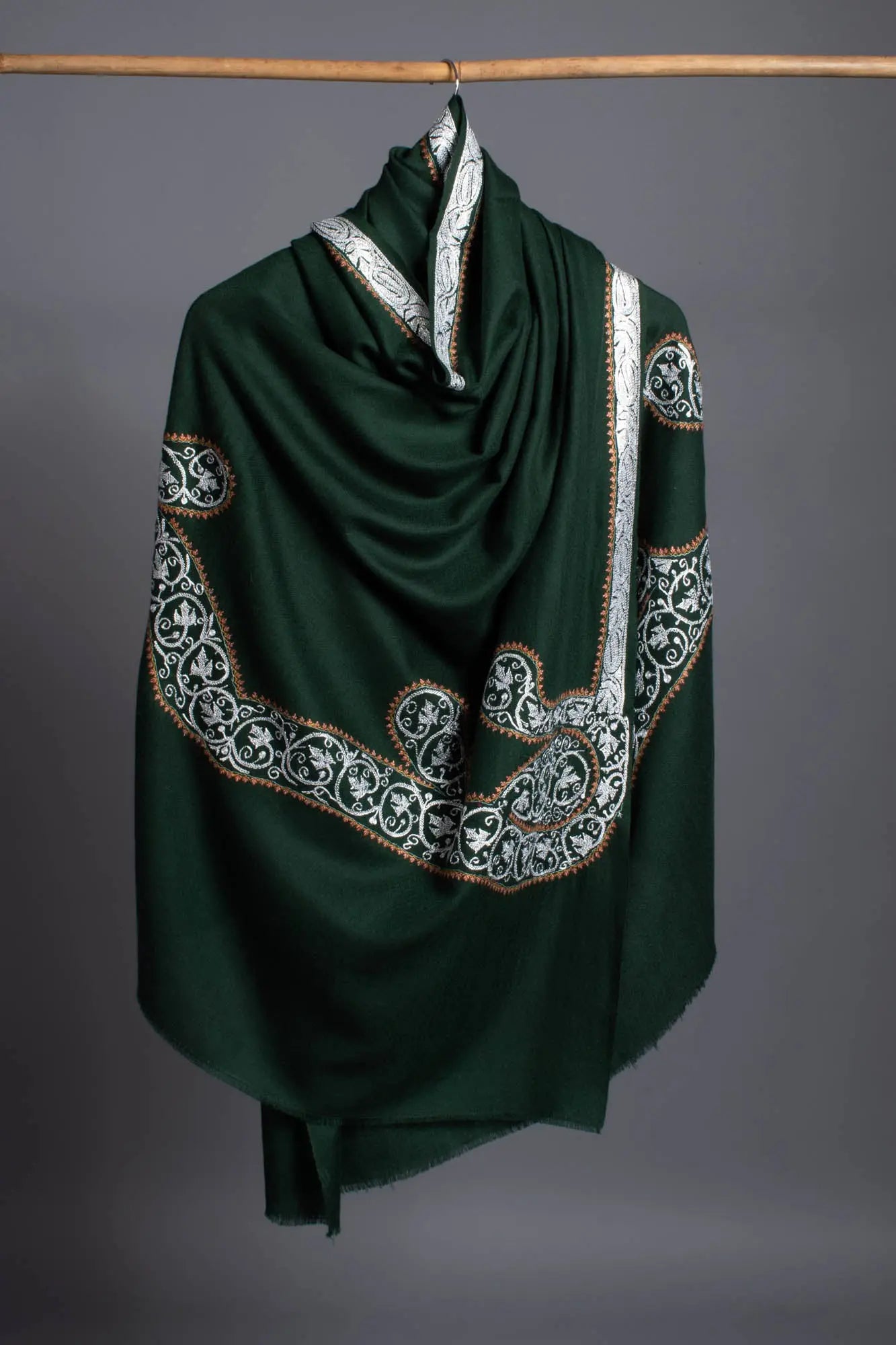 Green Hand Tilla Embroidered Pashmina Shawl - RHYL Shahkaar