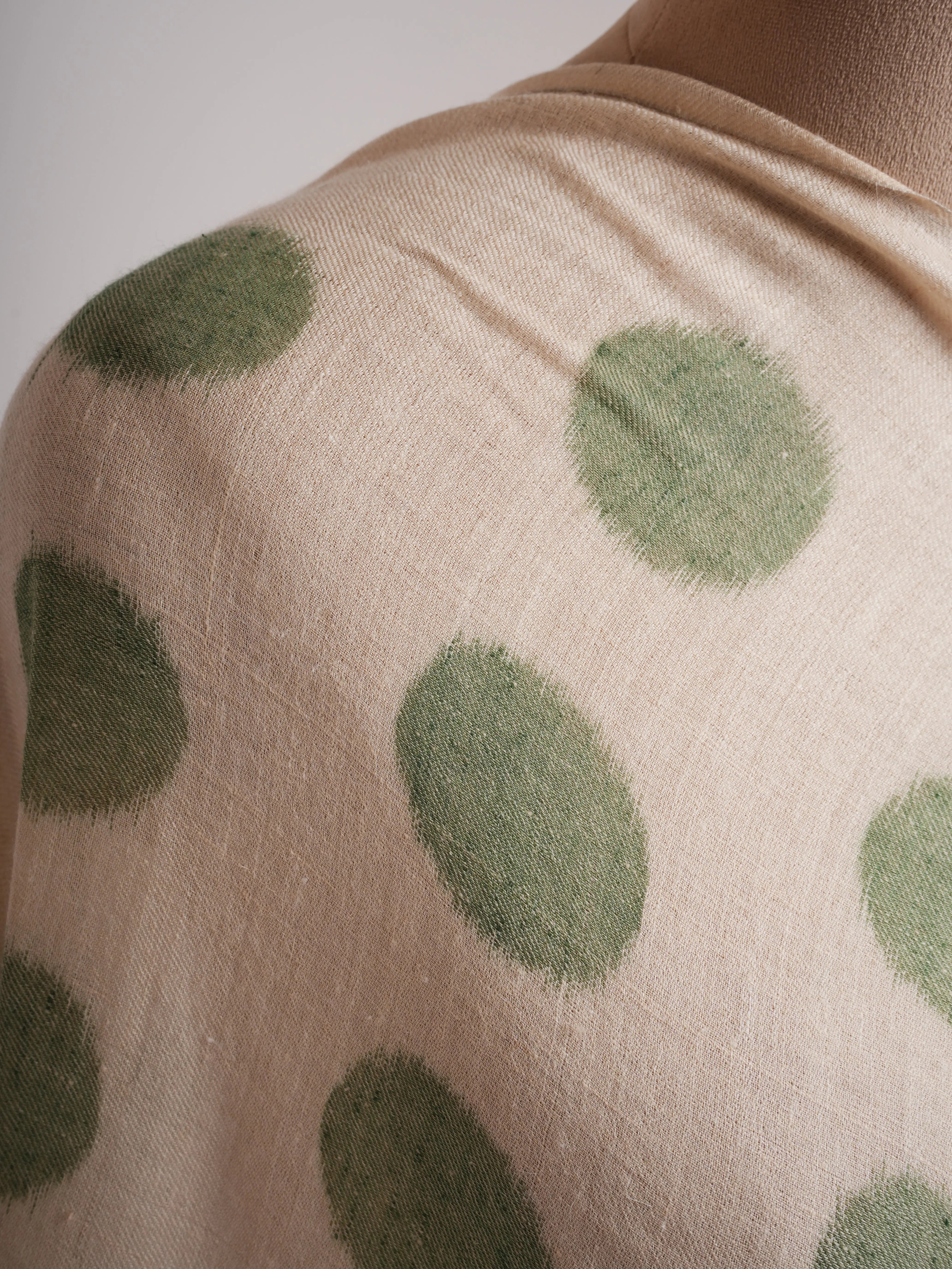 Green Polka Dots Space Dye Pashmina Shawl Shahkaar