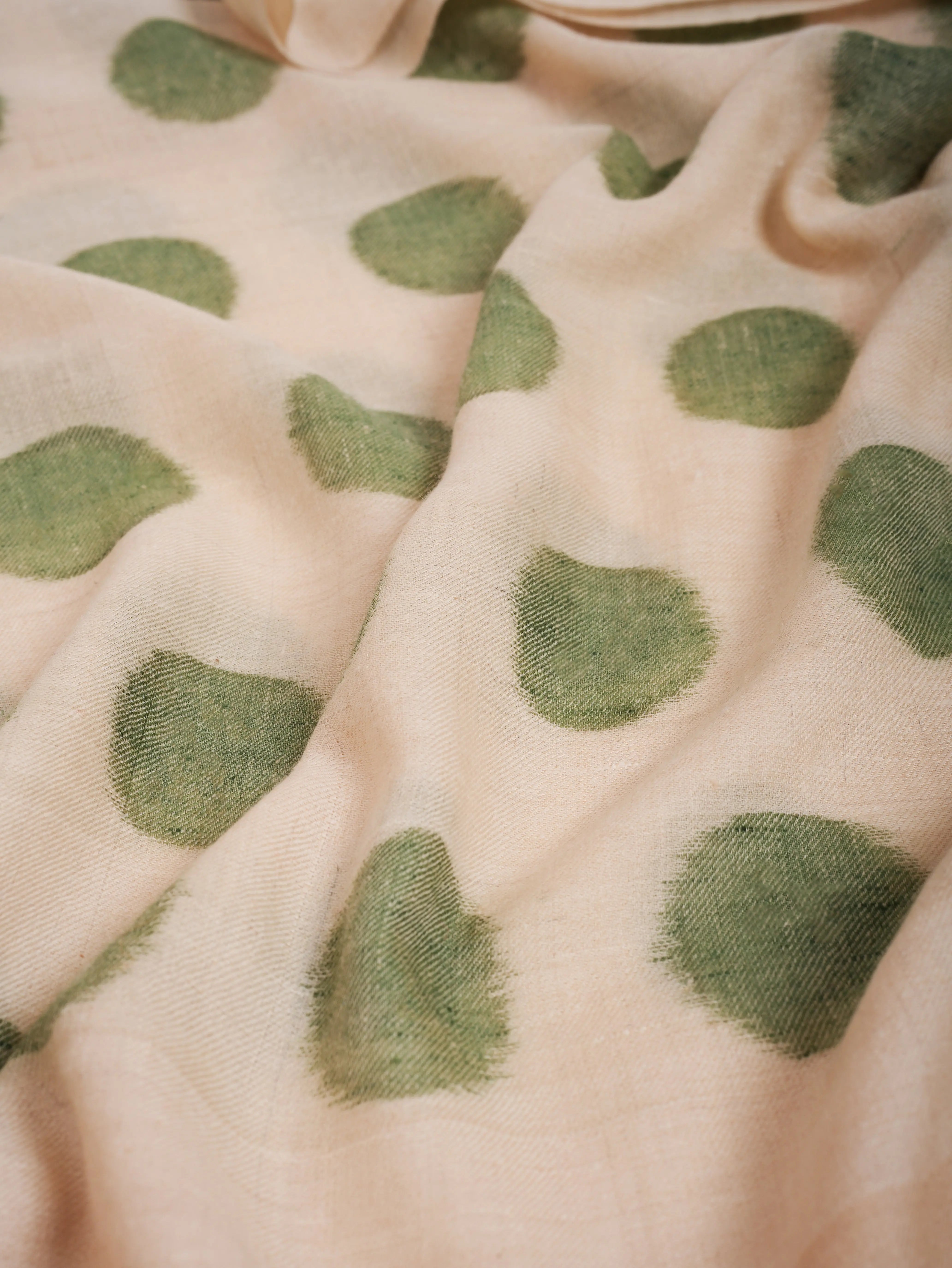 Green Polka Dots Space Dye Pashmina Shawl Shahkaar