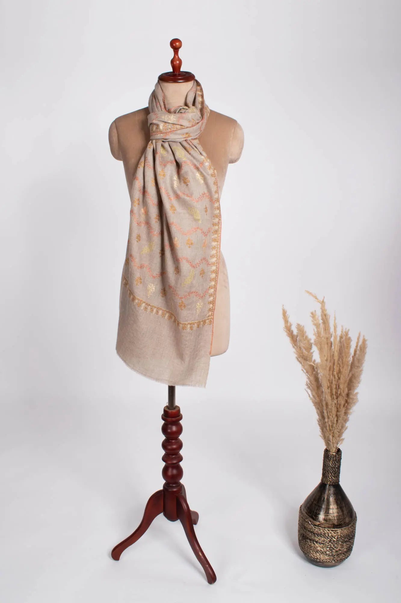 Grey Cashmere wrap around Scarf - PALMER Shahkaar