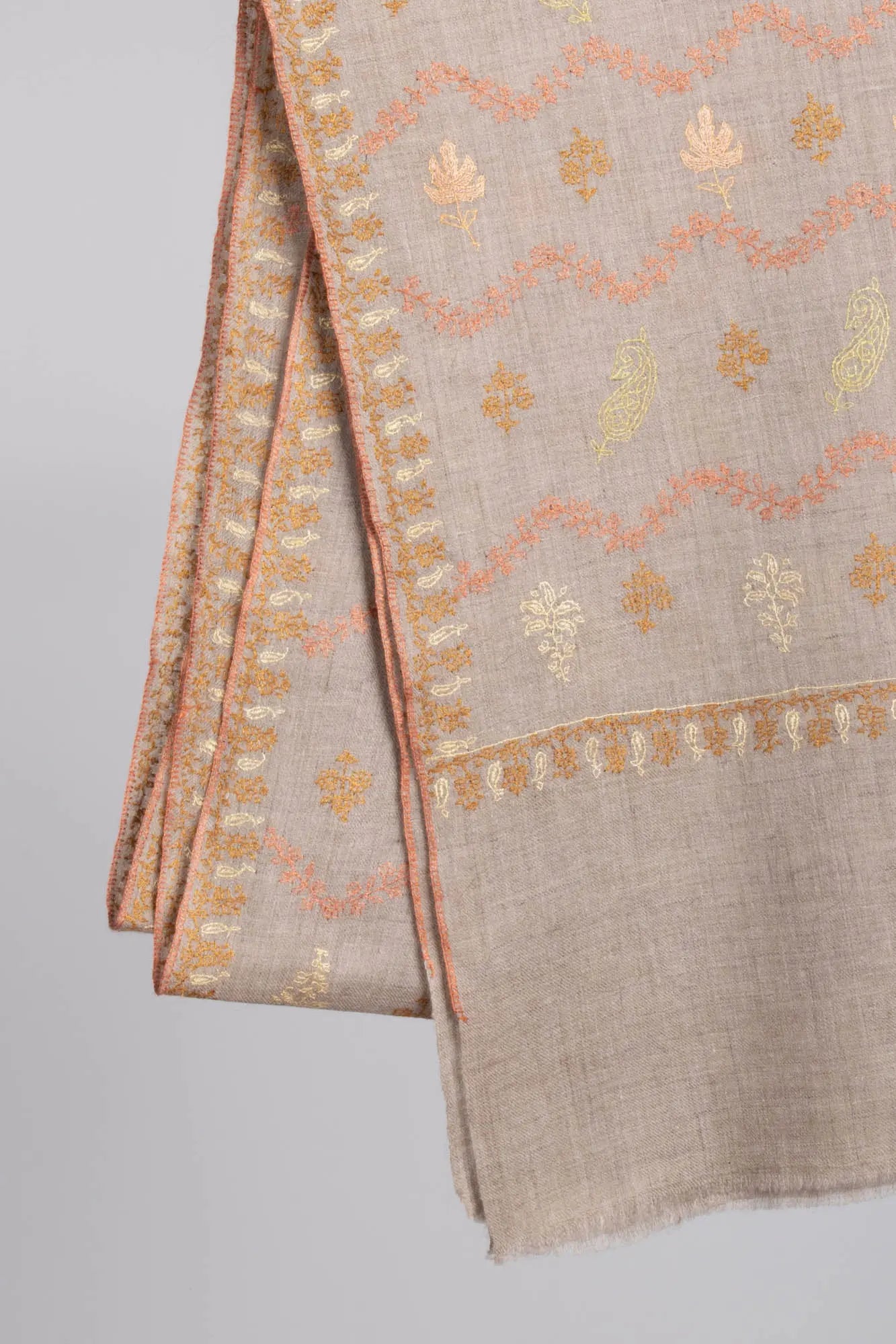 Grey Cashmere wrap around Scarf - PALMER Shahkaar