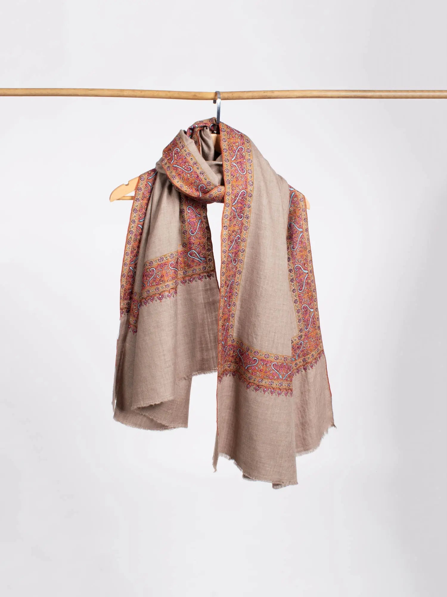 Grey Daur Dar Formal Cashmere Shawl Shahkaar